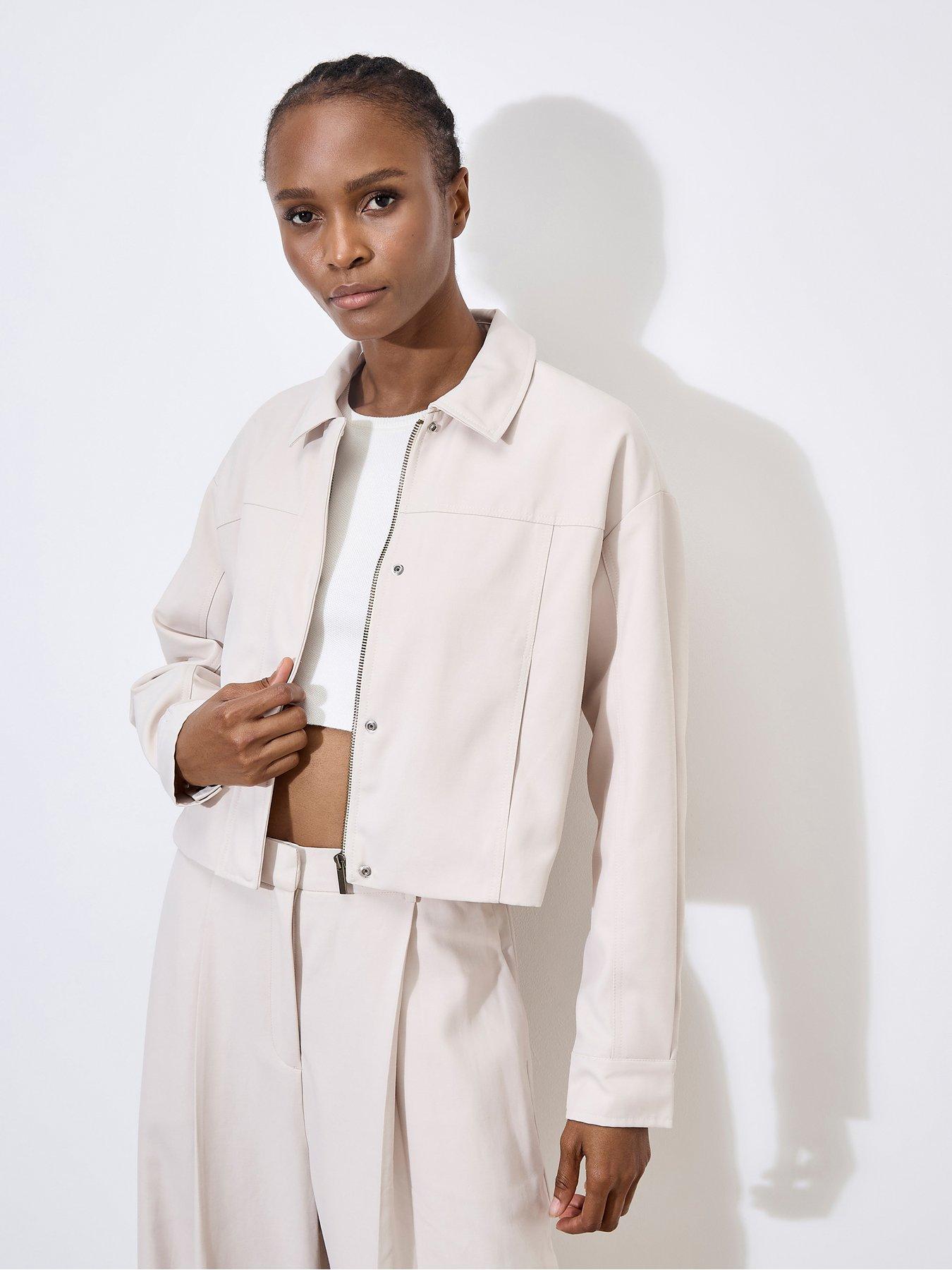 Image 1 of 4 of Apricot Soft Tailored Cropped Jacket - Stone