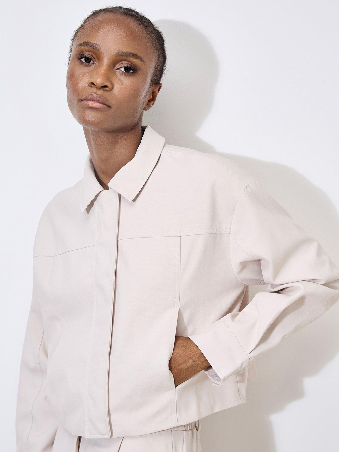 Image 4 of 4 of Apricot Soft Tailored Cropped Jacket - Stone