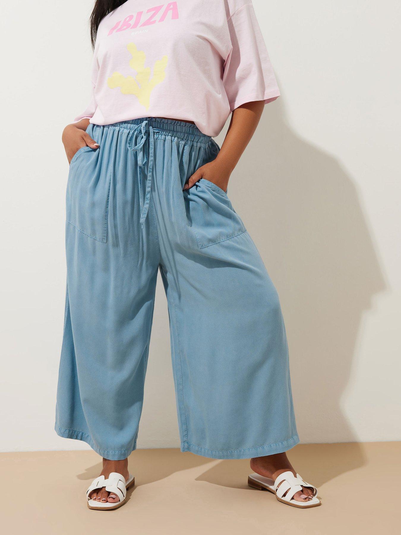 Image 1 of 4 of Yours Curve Chambray Pull On Culotte