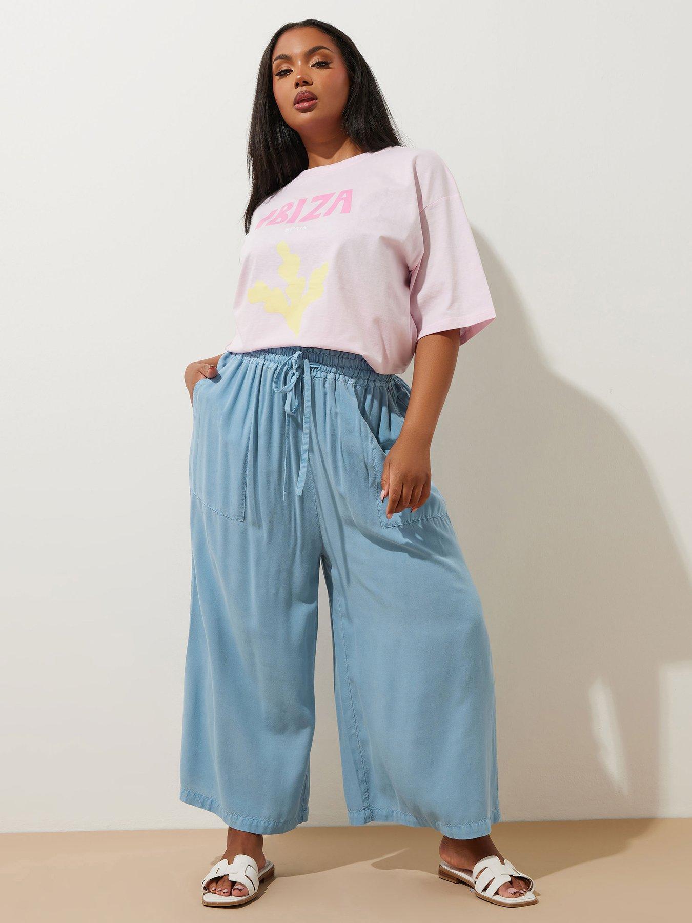 Image 3 of 4 of Yours Curve Chambray Pull On Culotte