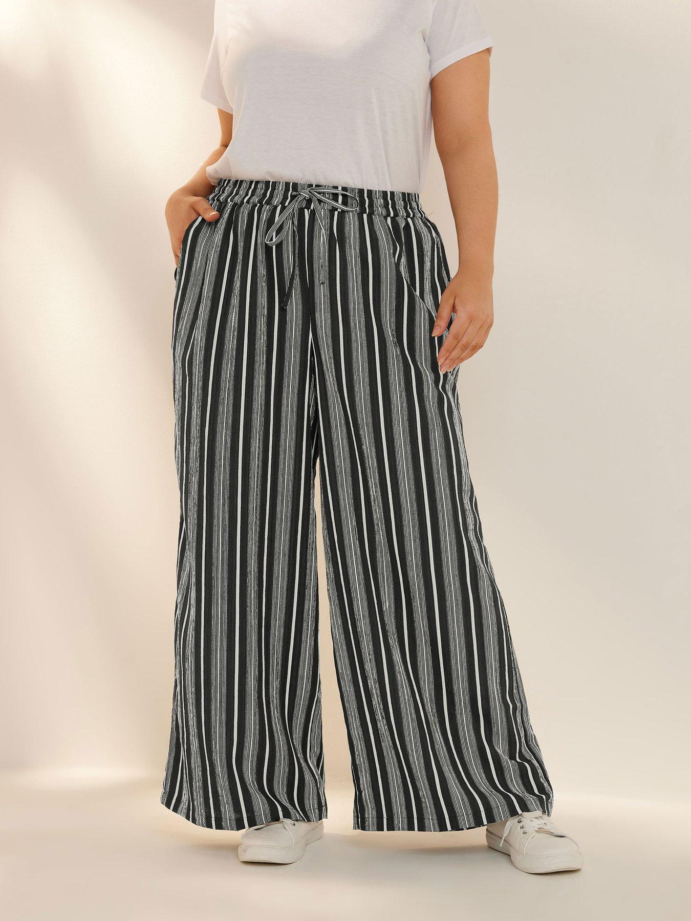 undefined Curve Stripe Textured Wide Leg Trouser