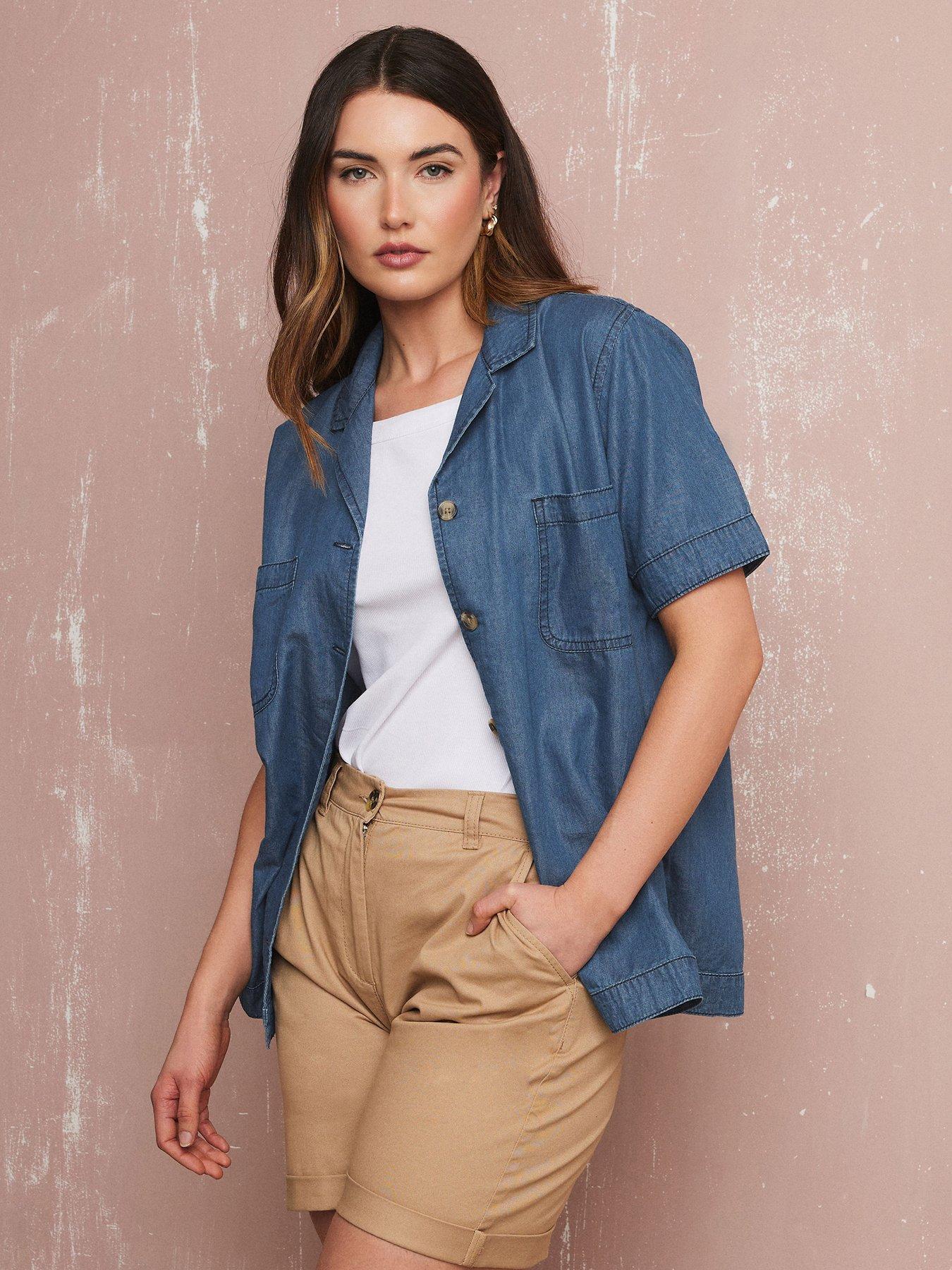 Image 1 of 4 of Long Tall Sally Tall Button Collar Chambray Shirt