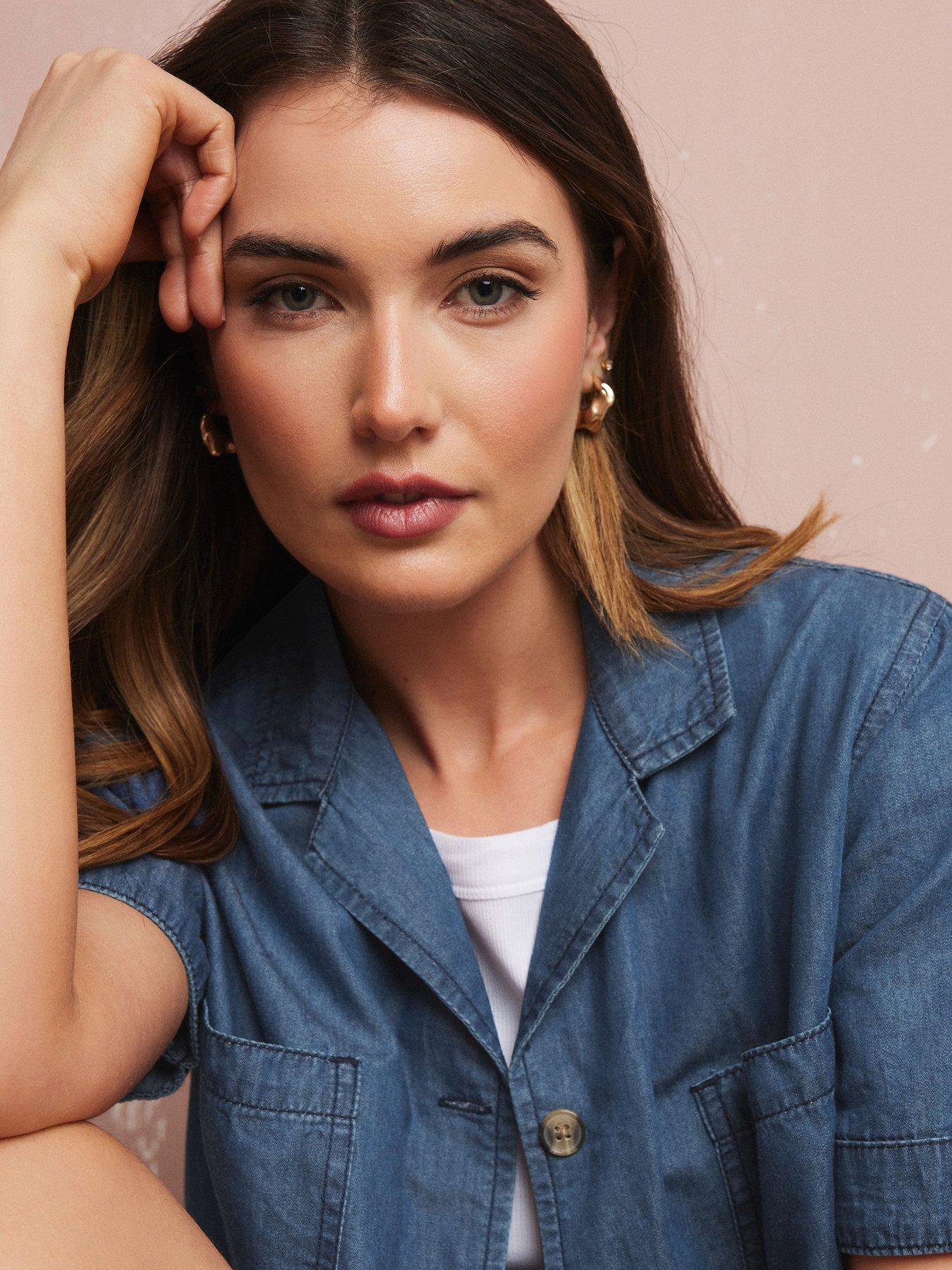 Image 4 of 4 of Long Tall Sally Tall Button Collar Chambray Shirt