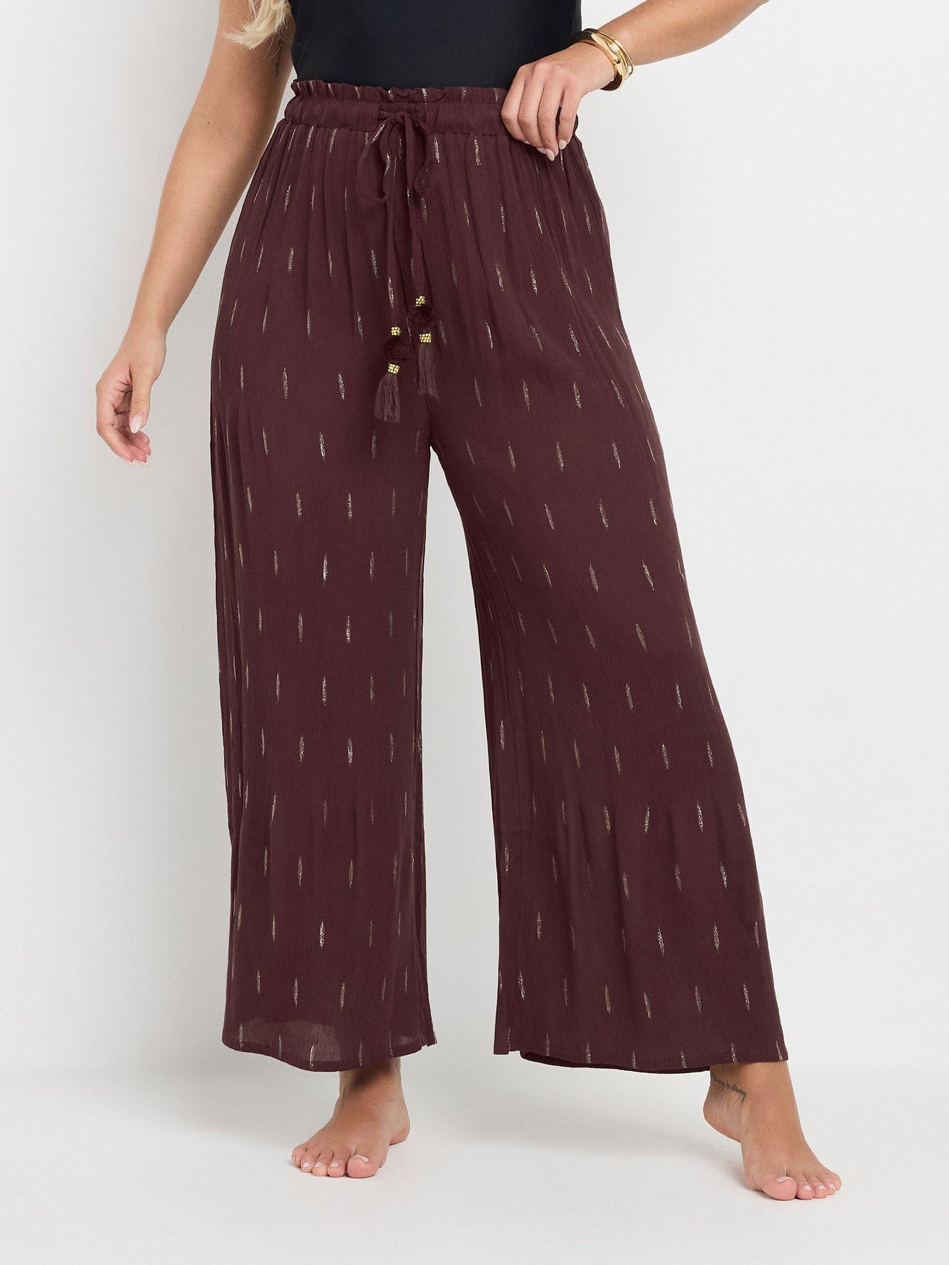 undefined Curve Wide Leg Beach Trouser - Brown