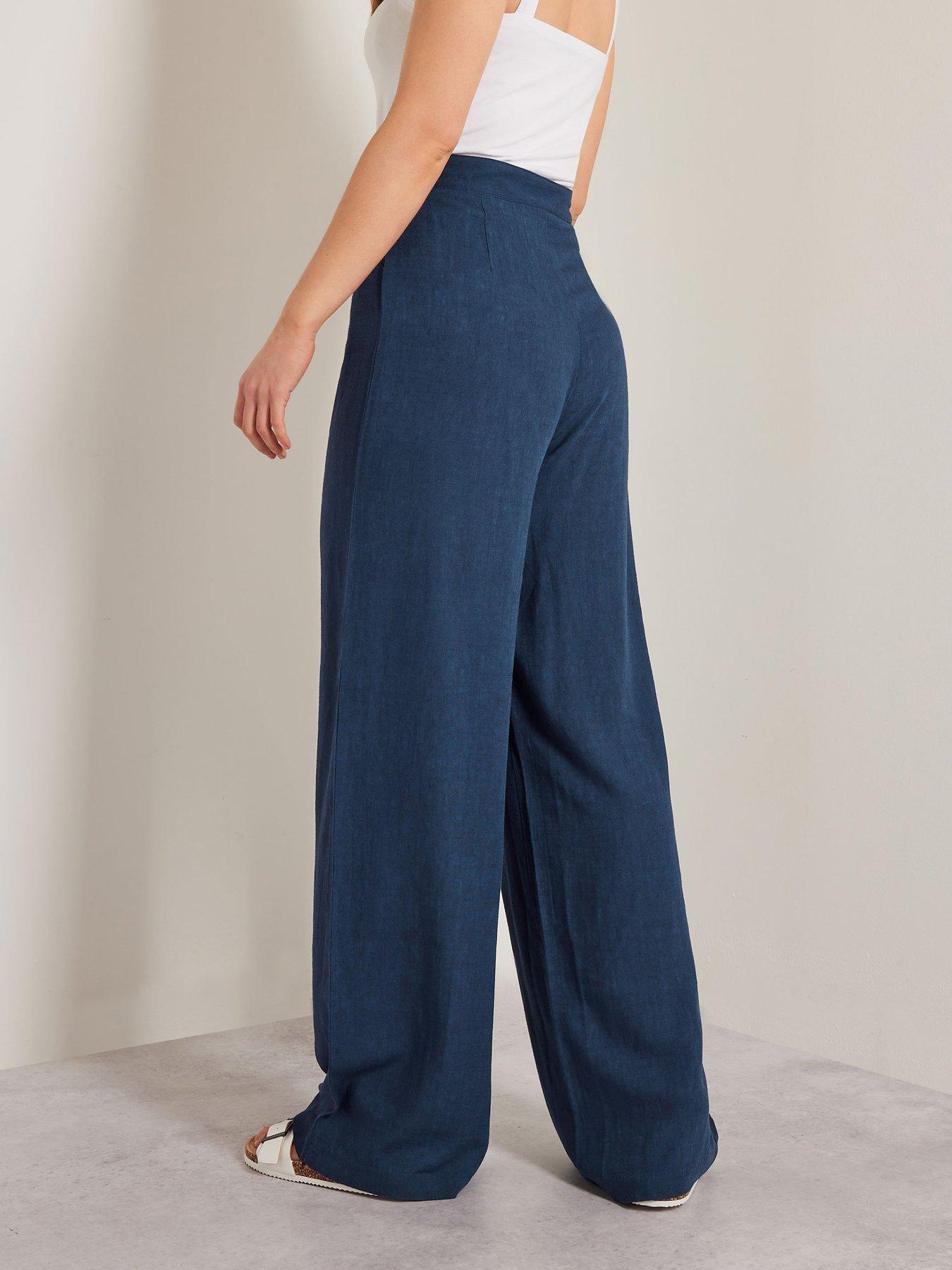 Image 2 of 4 of Long Tall Sally Tall Pleat Front Linen Trouser 34"