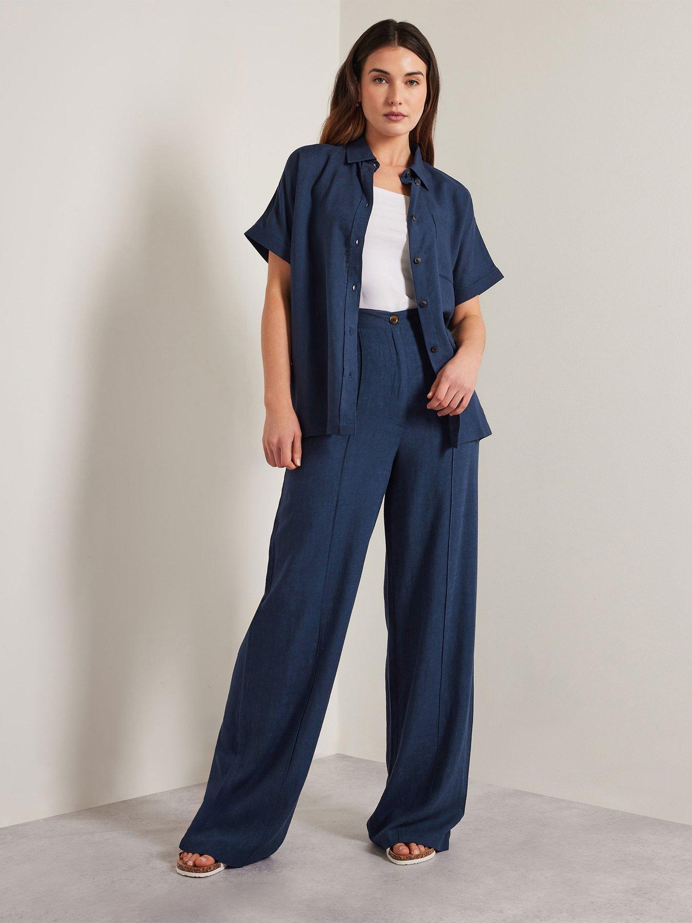Image 3 of 4 of Long Tall Sally Tall Pleat Front Linen Trouser 34"