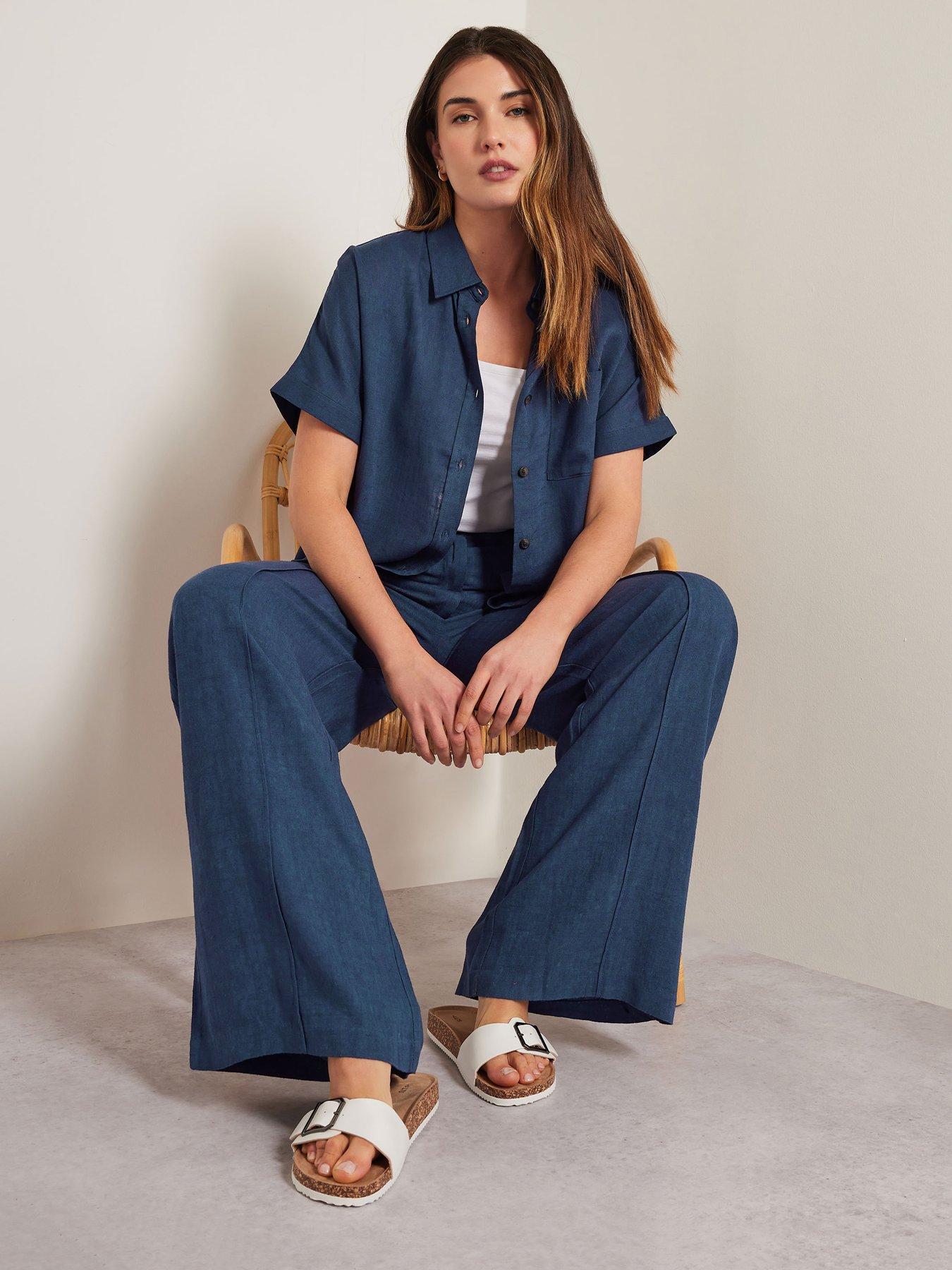 Image 4 of 4 of Long Tall Sally Tall Pleat Front Linen Trouser 34"