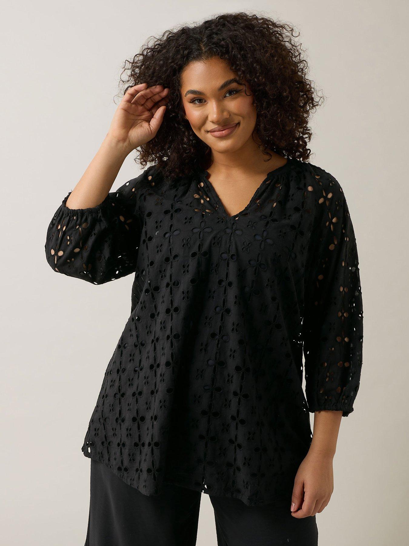undefined Half Placket Top - Black