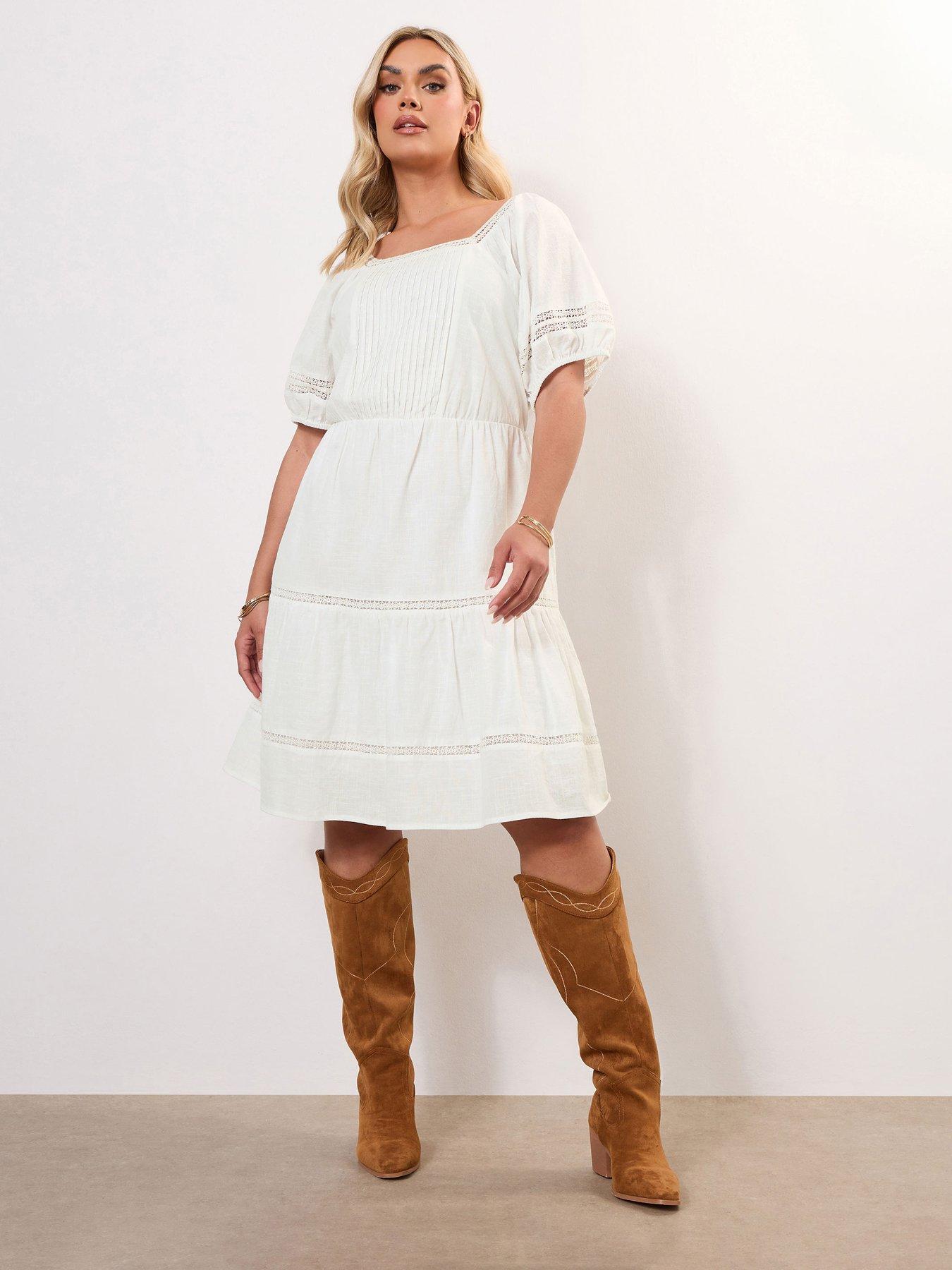 undefined Curve Western Slub Smock Dress