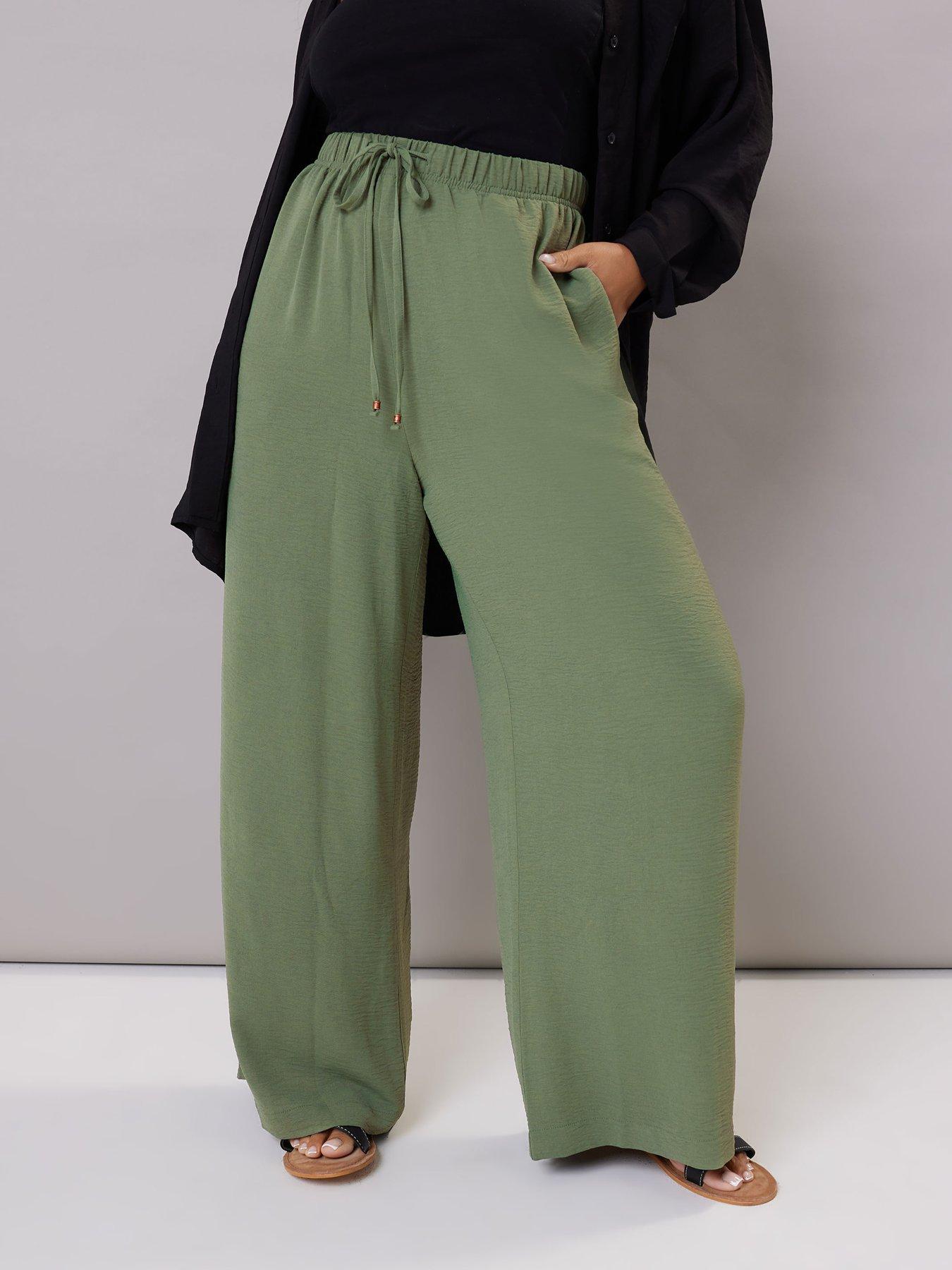 undefined Curve Washed Twill Wide Leg Trouser