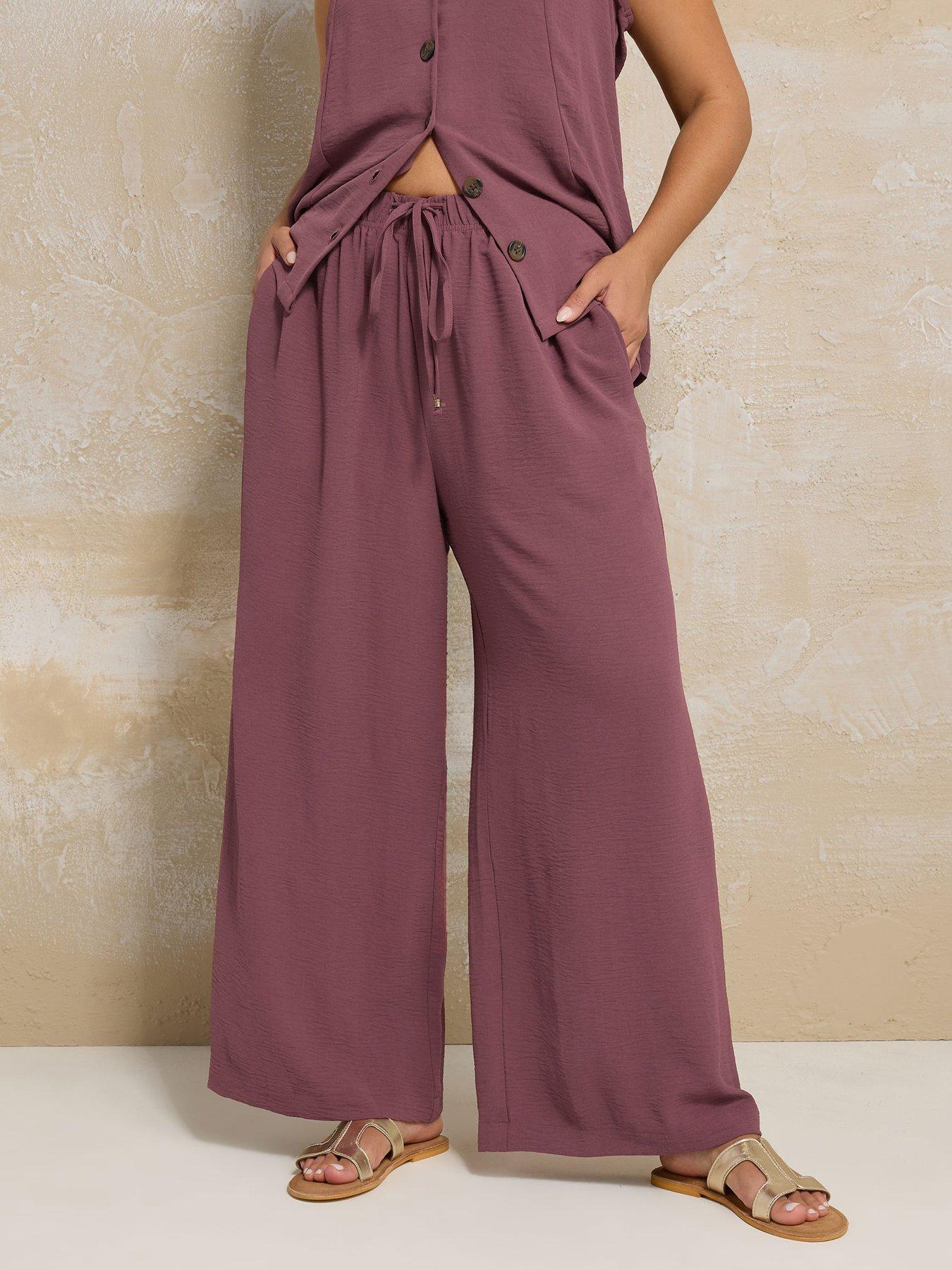 undefined Curve Washed Twill Wide Leg Trouser