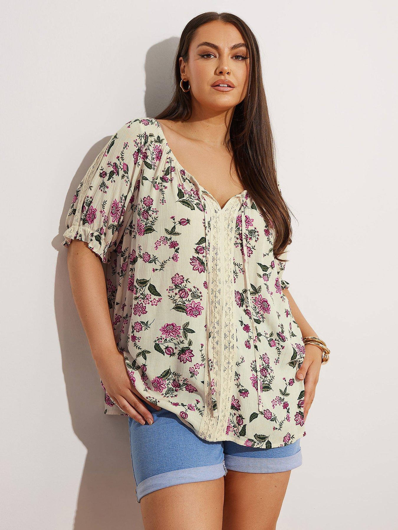 undefined Curve Crochet Gypsy Top - Natural