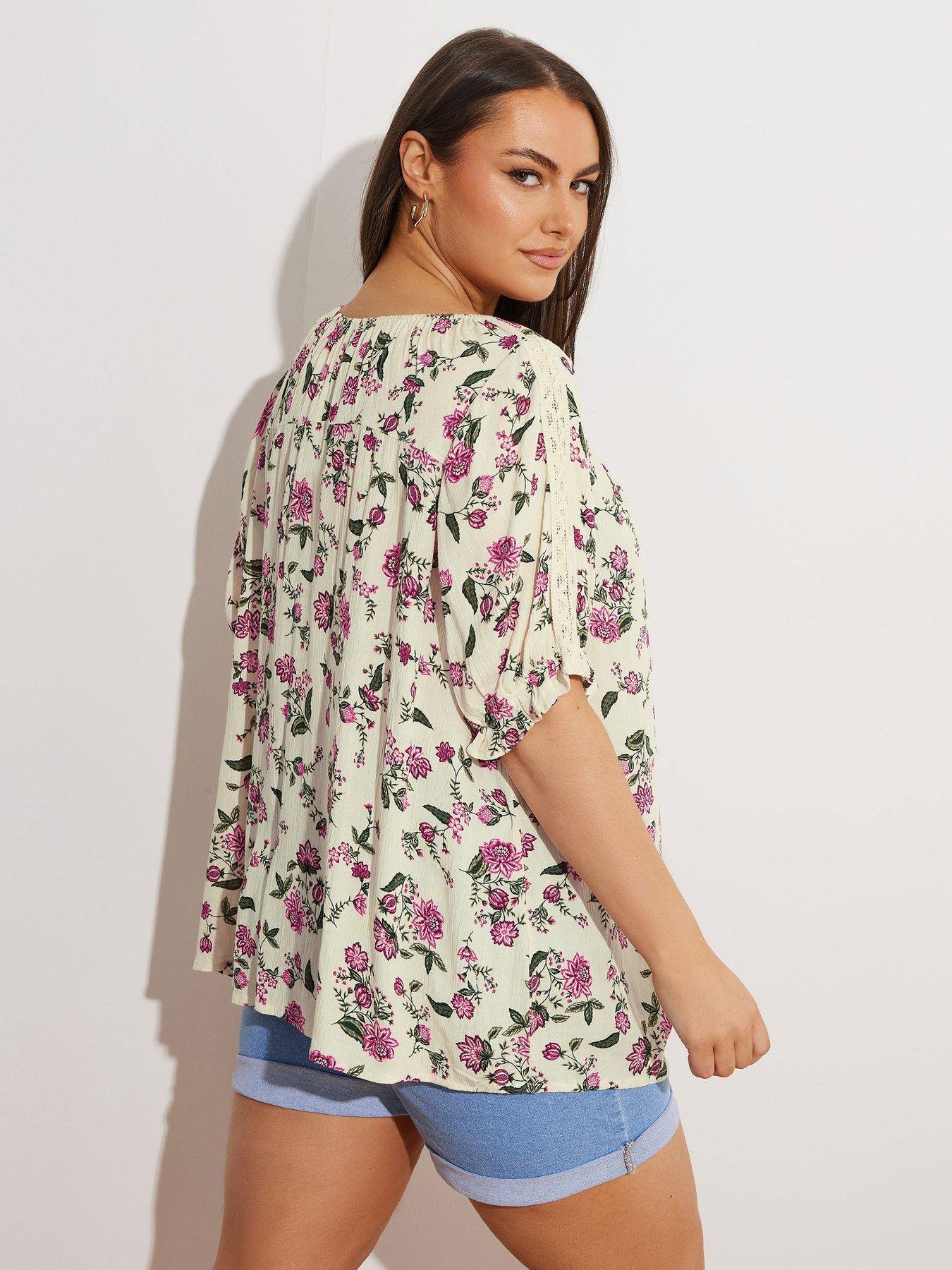 Image 2 of 4 of Yours Curve Crochet Gypsy Top - Natural