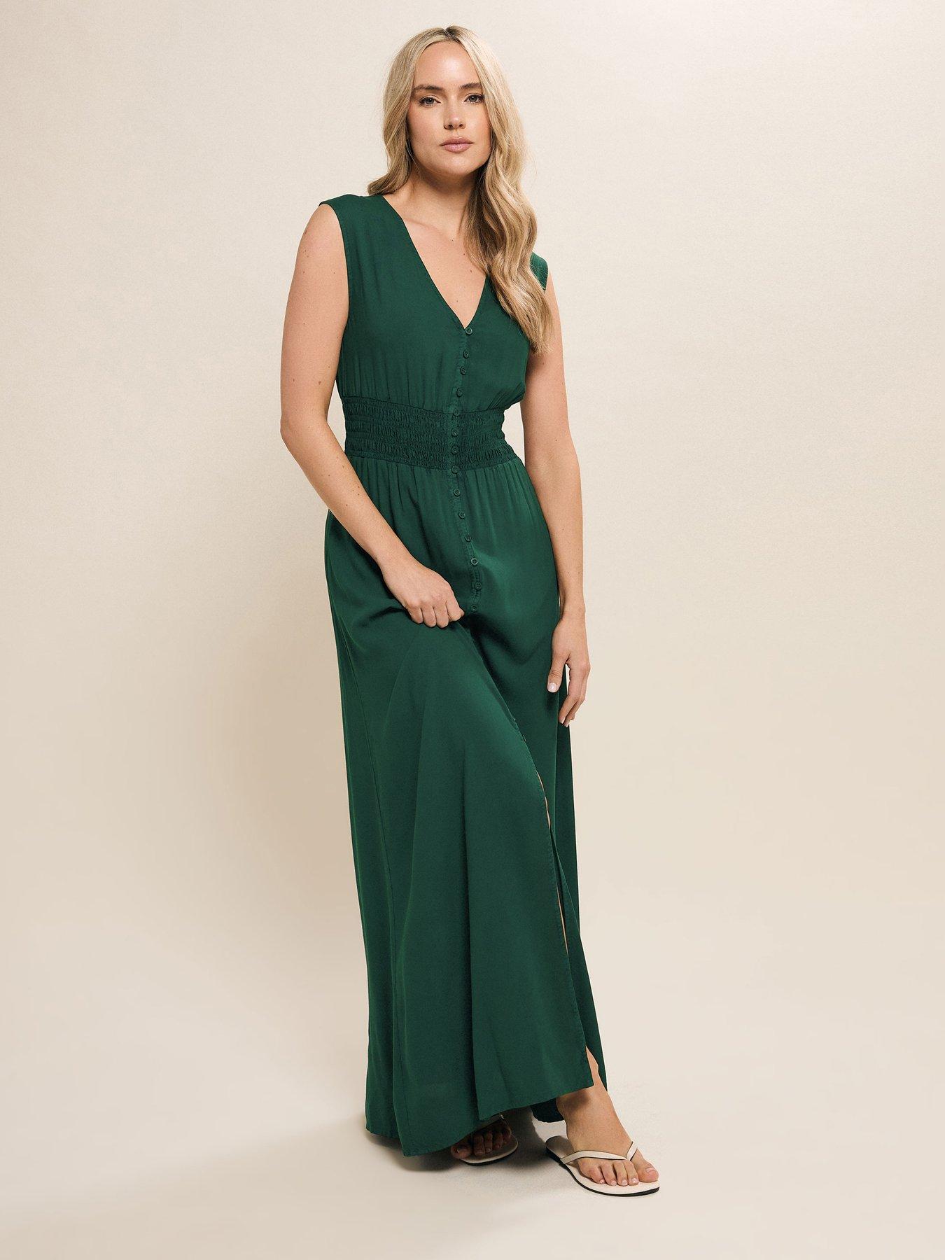 undefined Tall Acid Wash Shirred Waist Dress