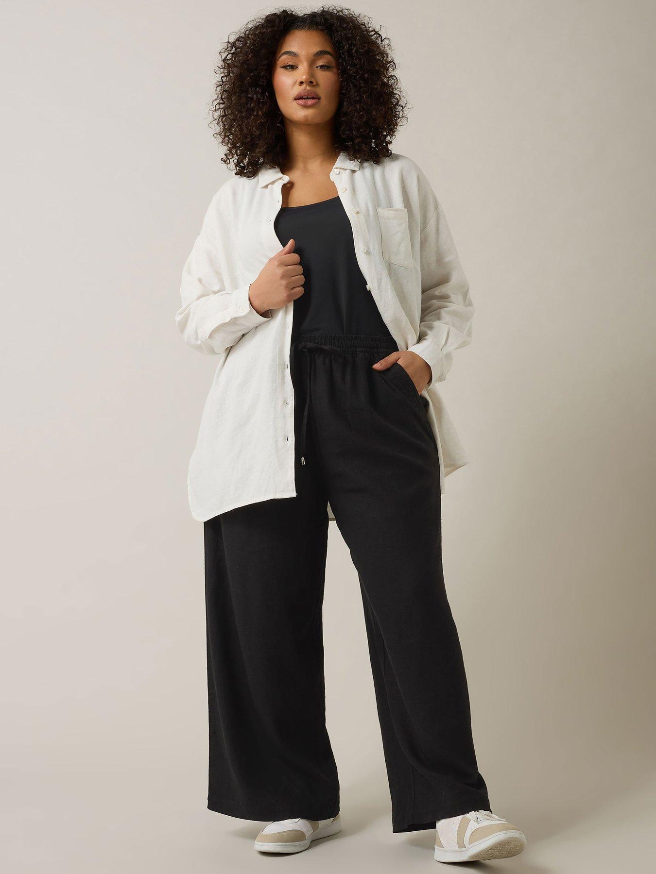 Image 3 of 3 of Evans Wide Leg Linen Trouser