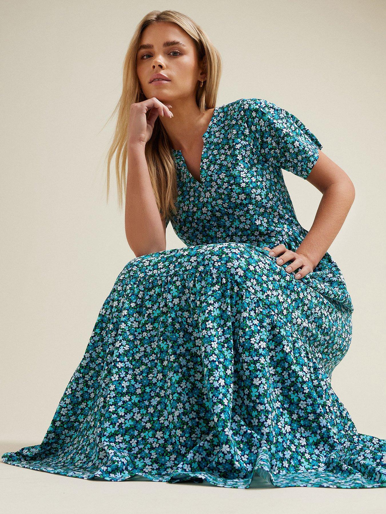 undefined Petite Notch Neck Tired Maxi Dress