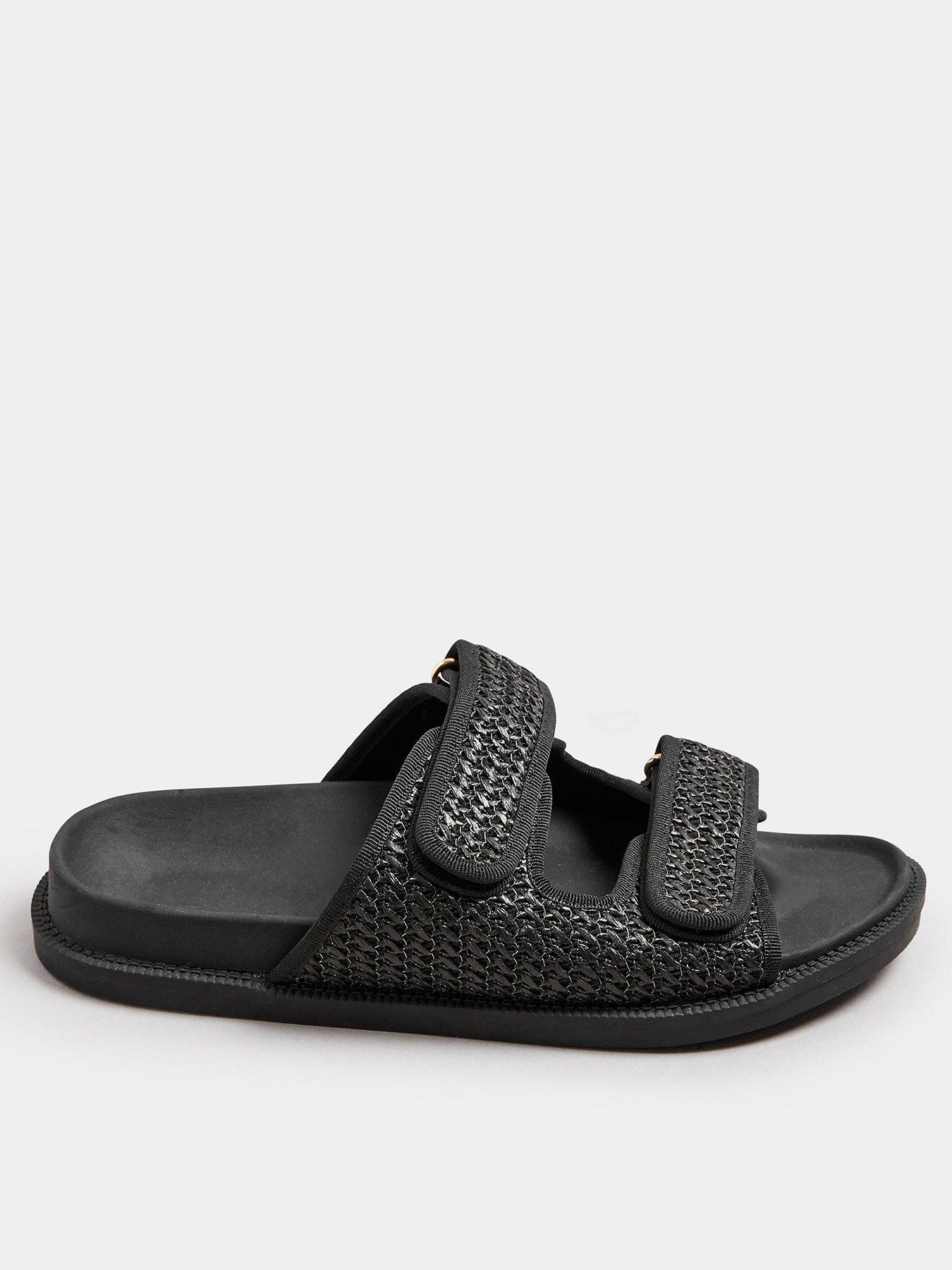 undefined Extra Wide Fit Woven Double Strap Sandal - Black