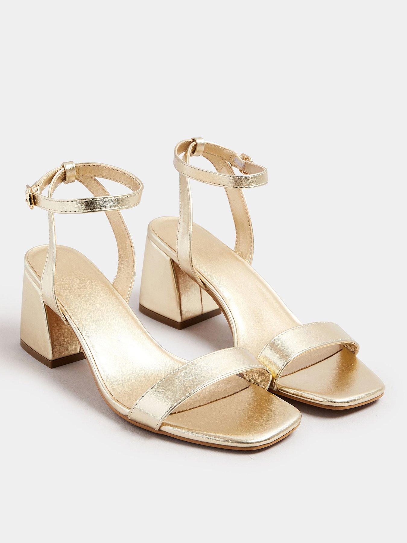 Yours Extra Wide Fit Two Part Block Heel Sandal - Gold | Very