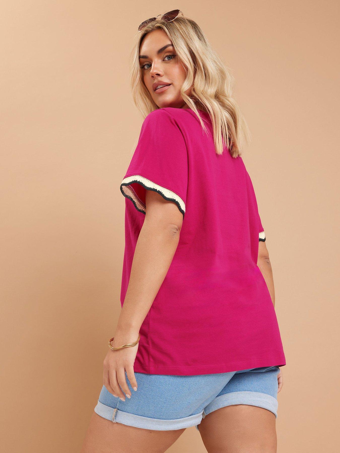 Image 2 of 4 of Yours Curve Lurex Trim T-shirt