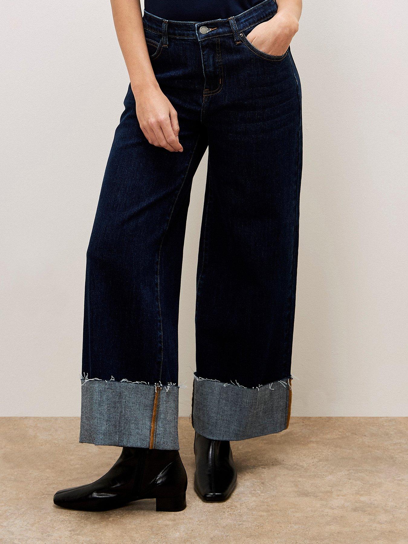 undefined Ikeda Straight Leg Turn Up Jean - Navy