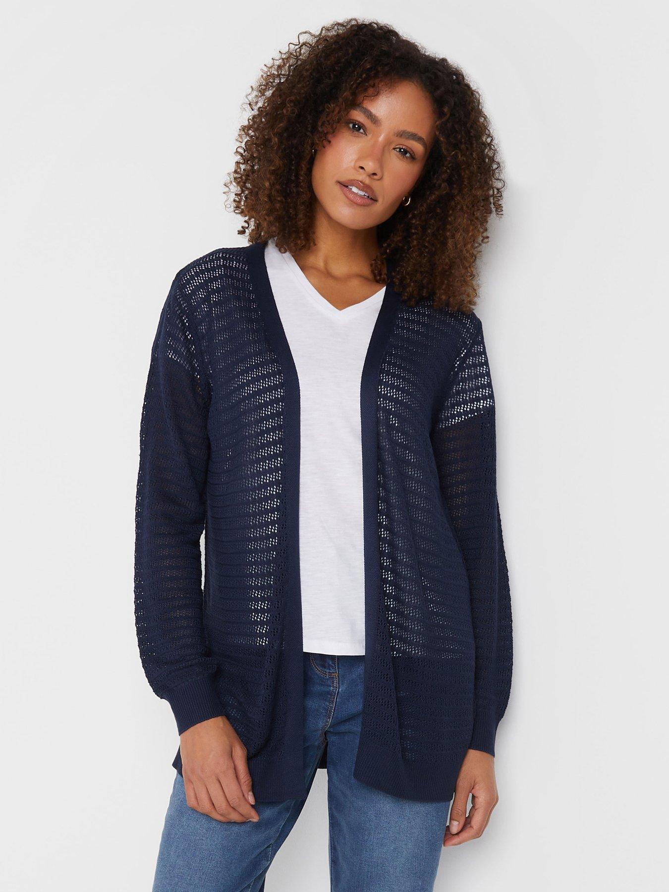 undefined Light Weight Pointelle Cardigan - Blue