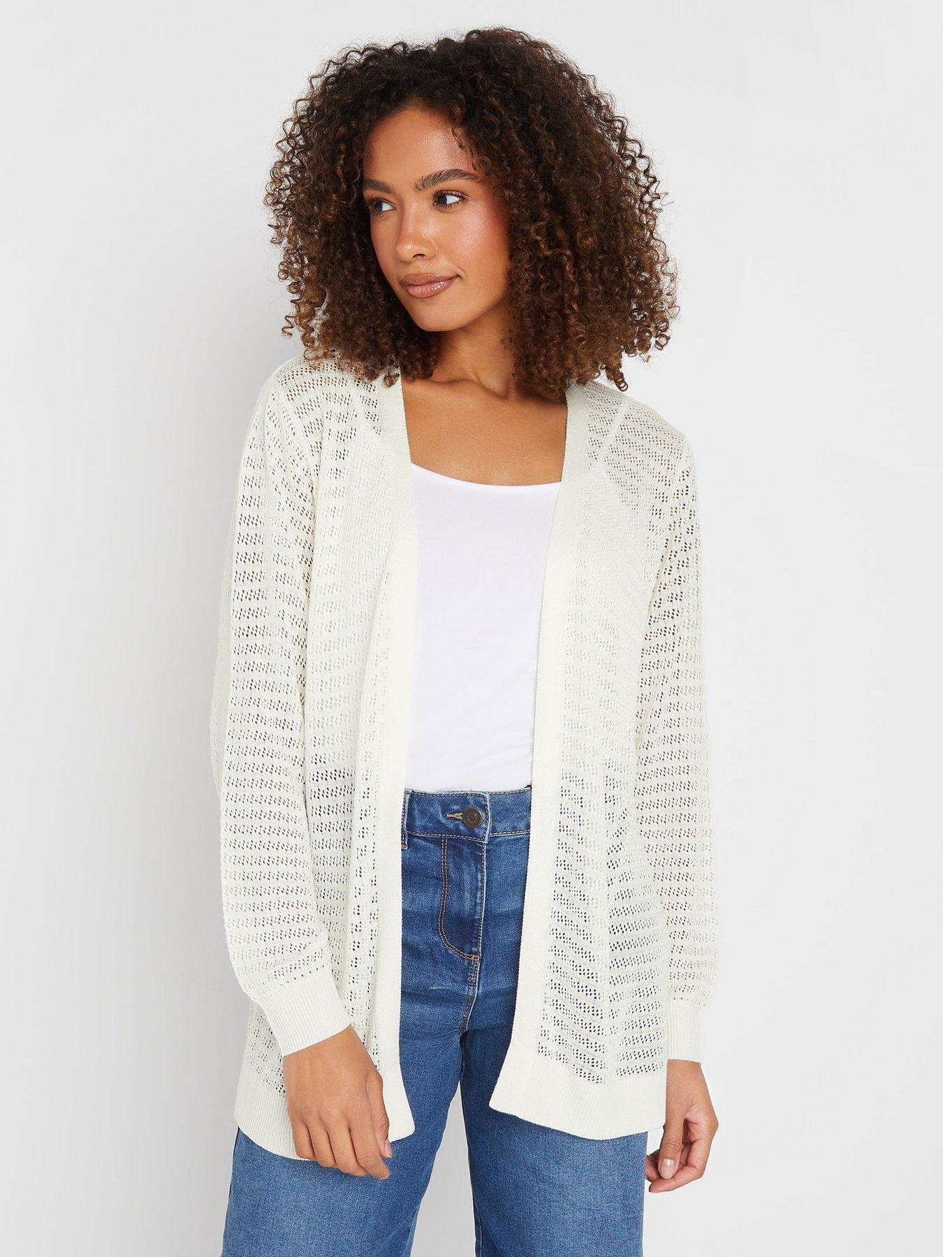 Image 1 of 4 of M&Co Light Weight Pointelle Cardigan - Ivory