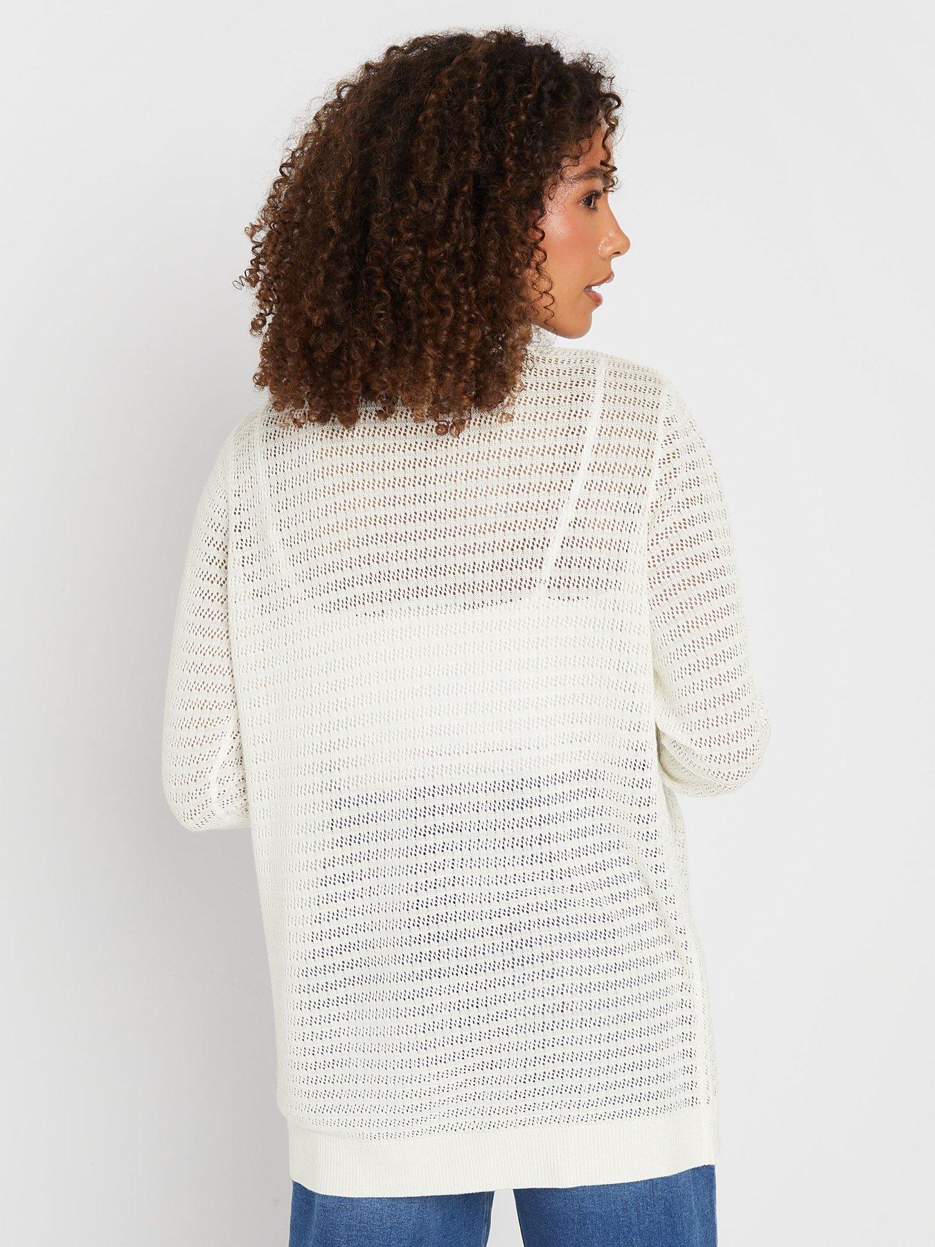 Image 2 of 4 of M&Co Light Weight Pointelle Cardigan - Ivory
