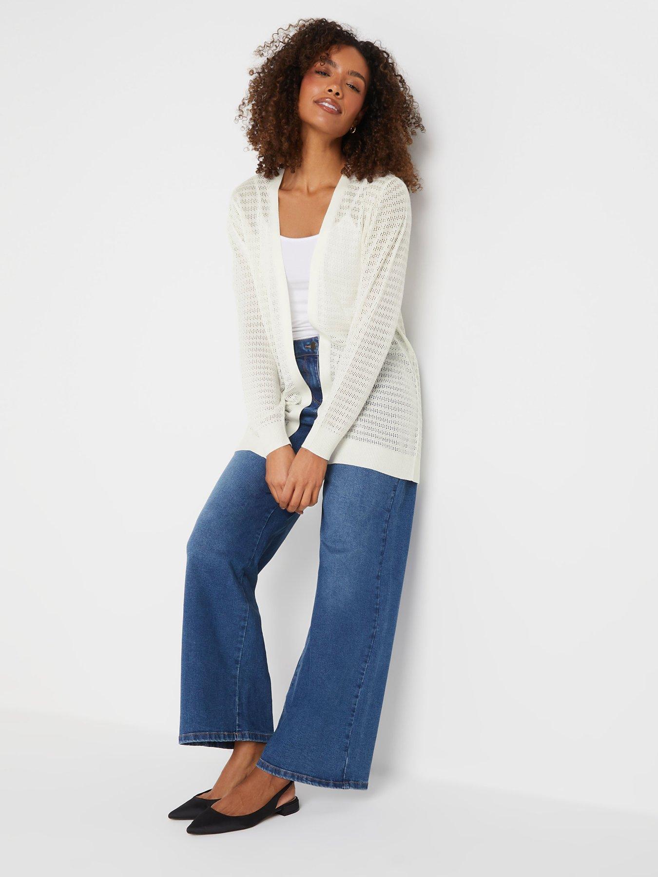 Image 3 of 4 of M&Co Light Weight Pointelle Cardigan - Ivory