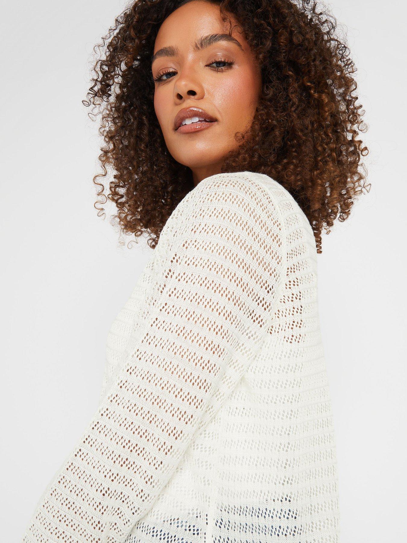 Image 4 of 4 of M&Co Light Weight Pointelle Cardigan - Ivory