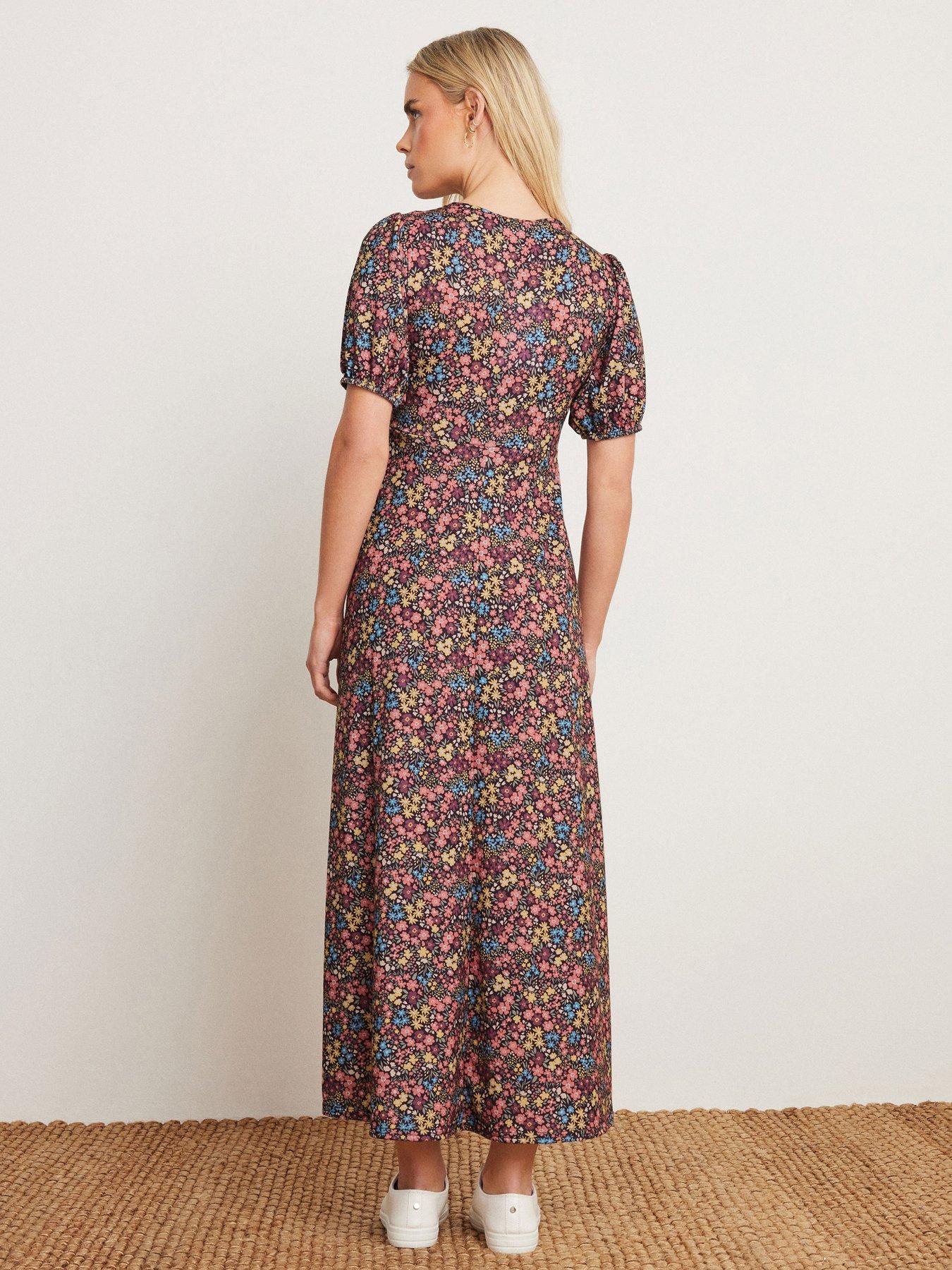 Image 2 of 4 of M&Co Petite Ditsy Wrap Short Sleeve Maxi Dress