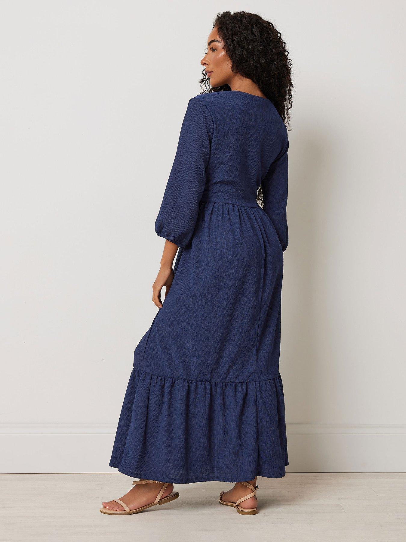 Image 2 of 4 of M&Co Petite 3/4 Sleeve Wrap Tiered Dress