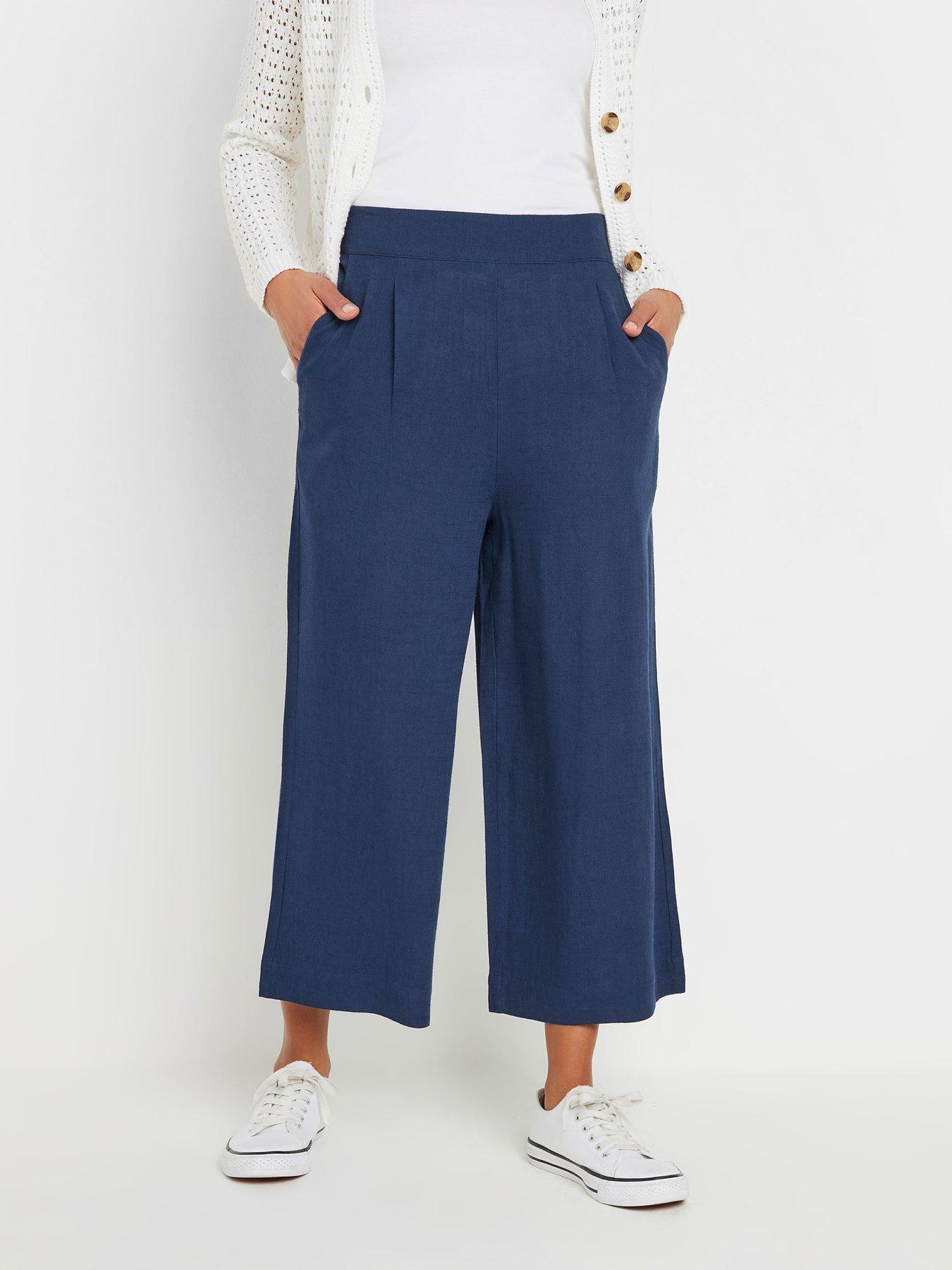 undefined Wide Leg Crop Trouser - Blue