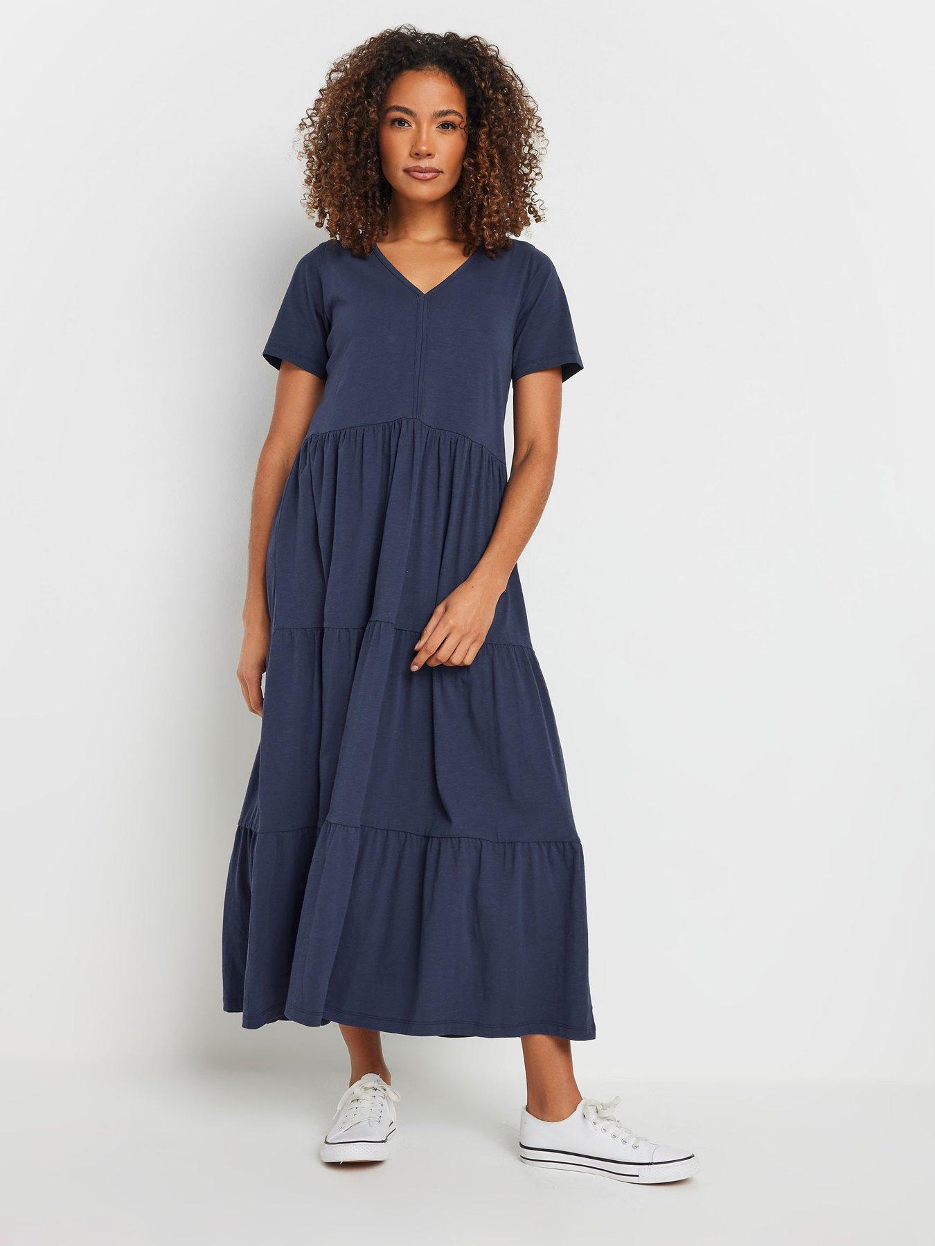 undefined Notch Neck Tiered Maxi Dress