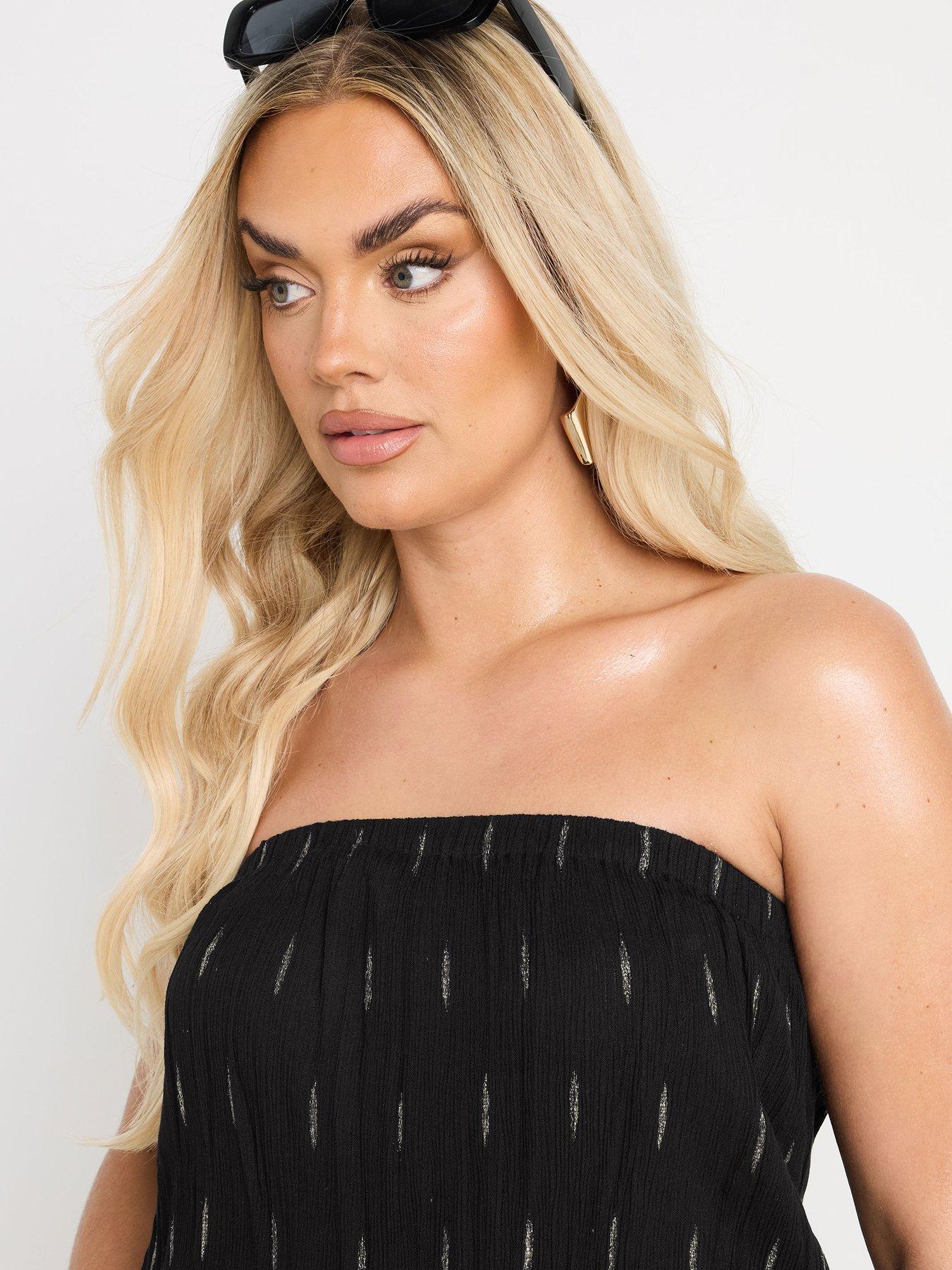 Image 4 of 4 of Yours Curve Bandeau Beach Playsuit - Black