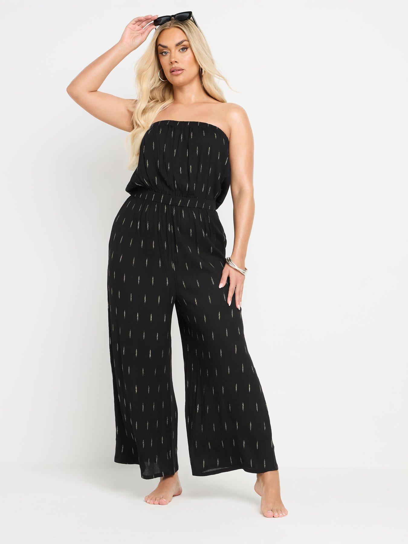 undefined Curve Bandeau Beach Jumpsuit - Black