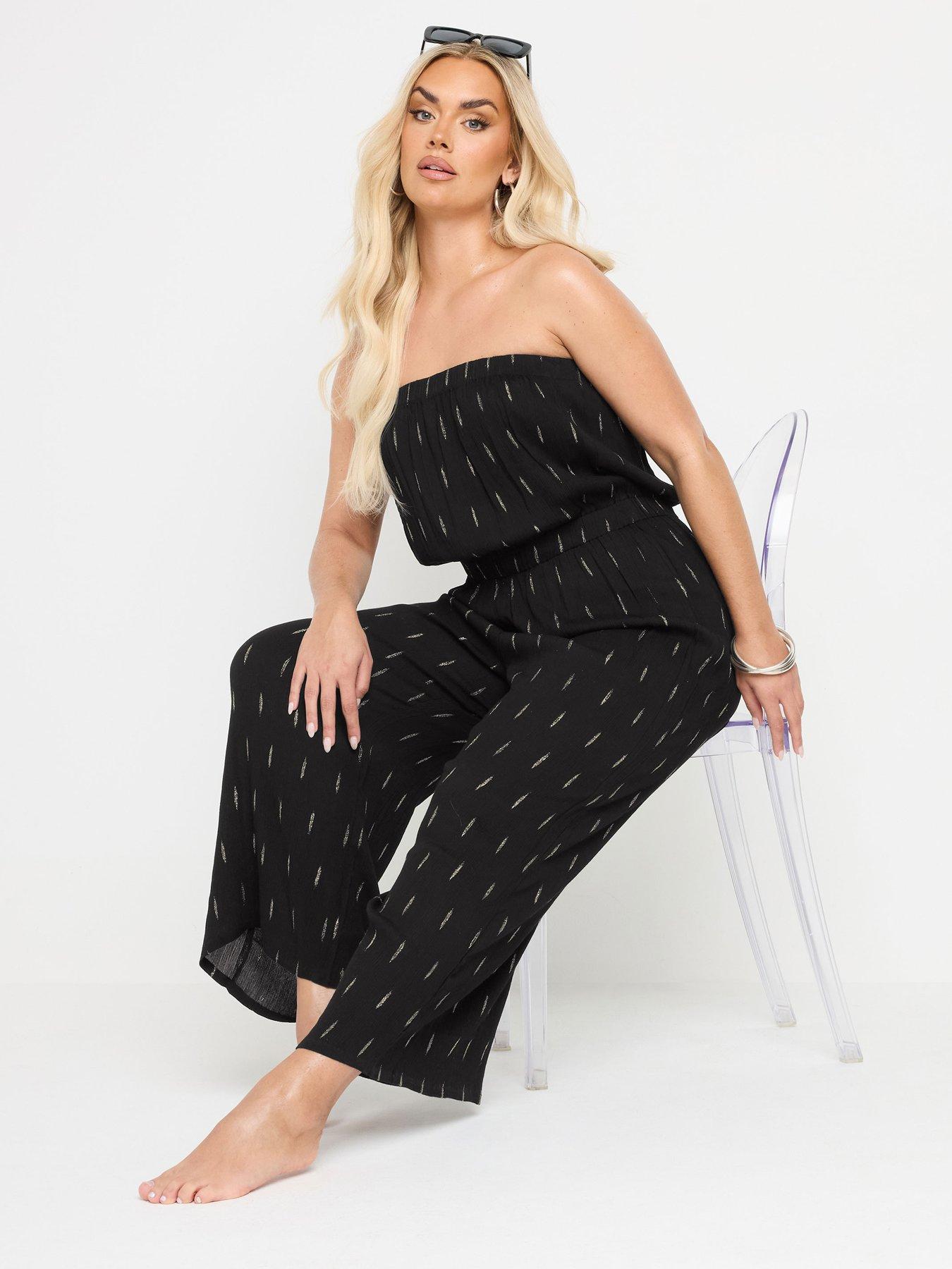 Image 3 of 4 of Yours Curve Bandeau Beach Jumpsuit - Black