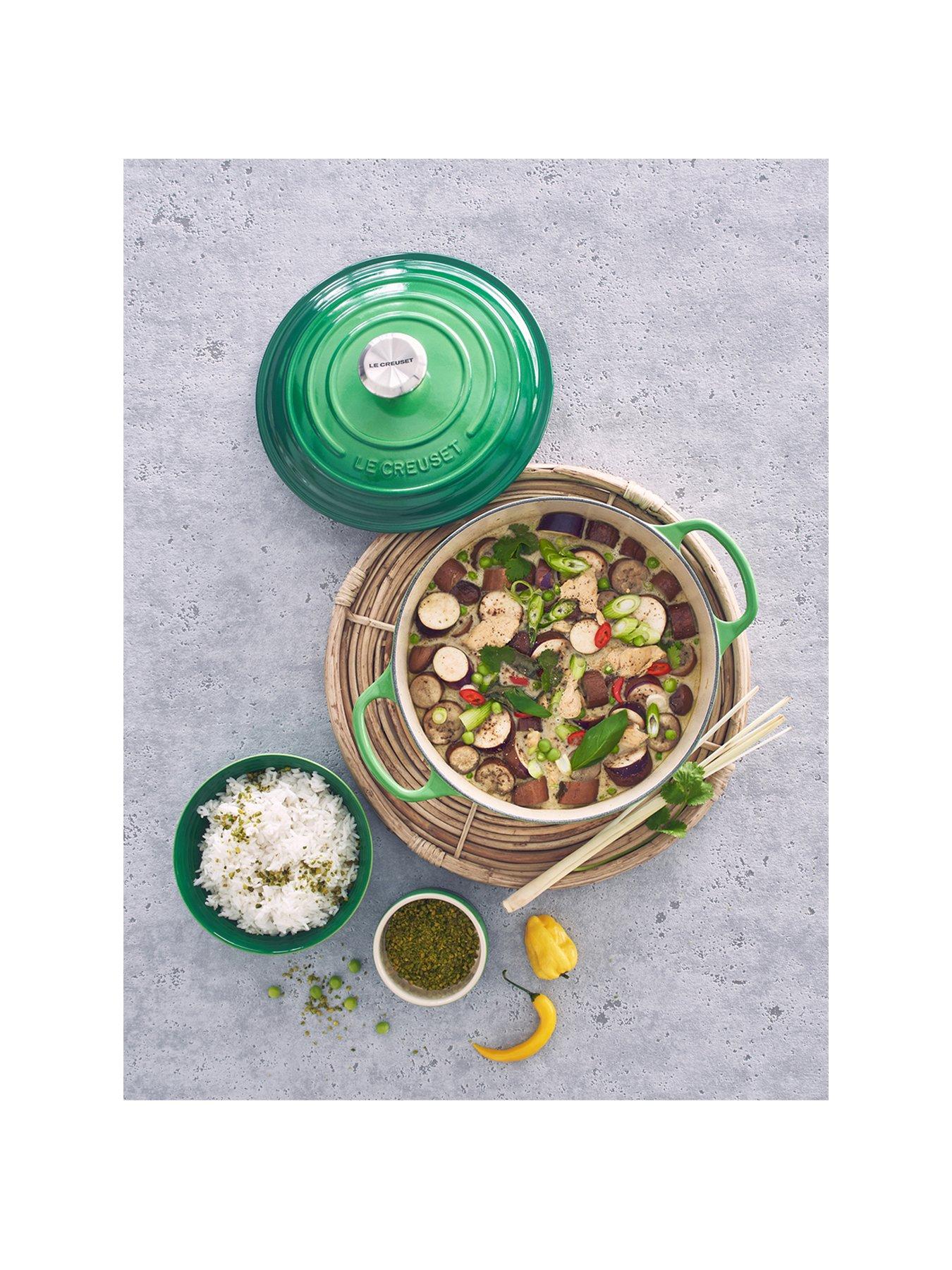 Image 2 of 7 of Le Creuset Cast Iron Round 24 cm Casserole in Green