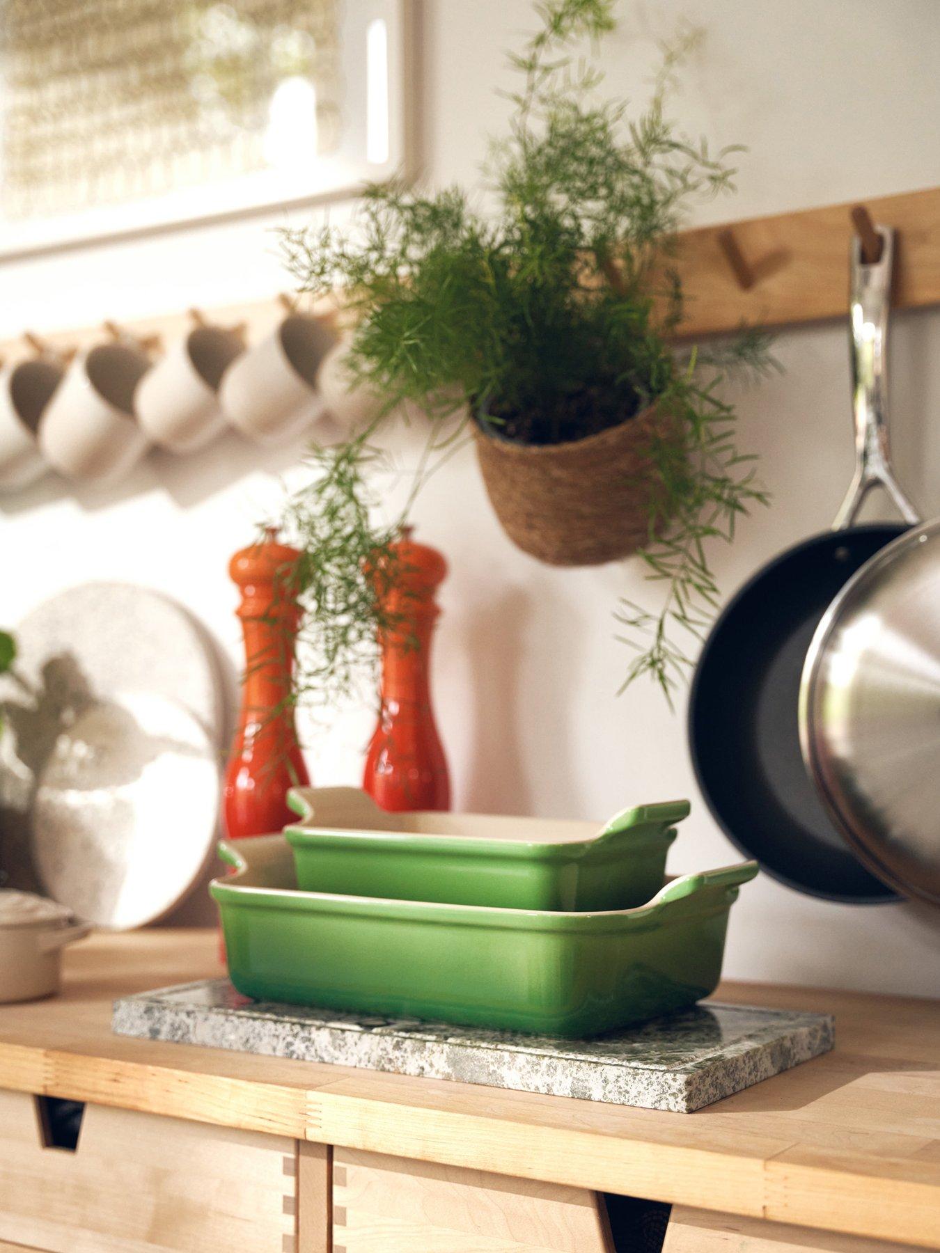 undefined Heritage Stoneware 26 cm Deep Rectangular Dish in Green
