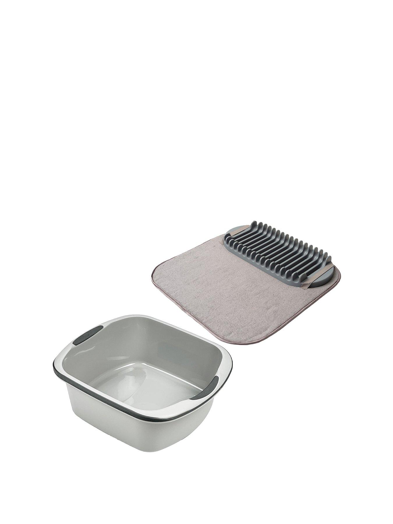 undefined Microfibre Drying Mat & Drainer And 9.5l Twin Material Bowl Met/graphite