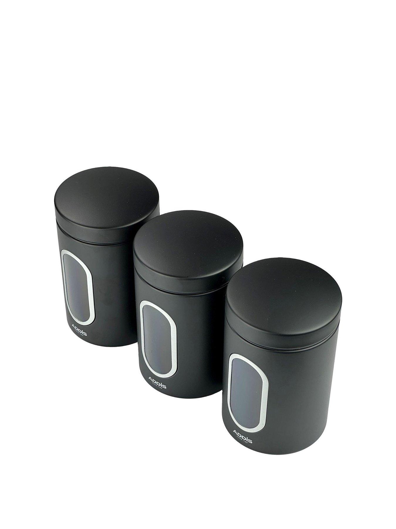 Addis Black Canister With Window - 3 Pack