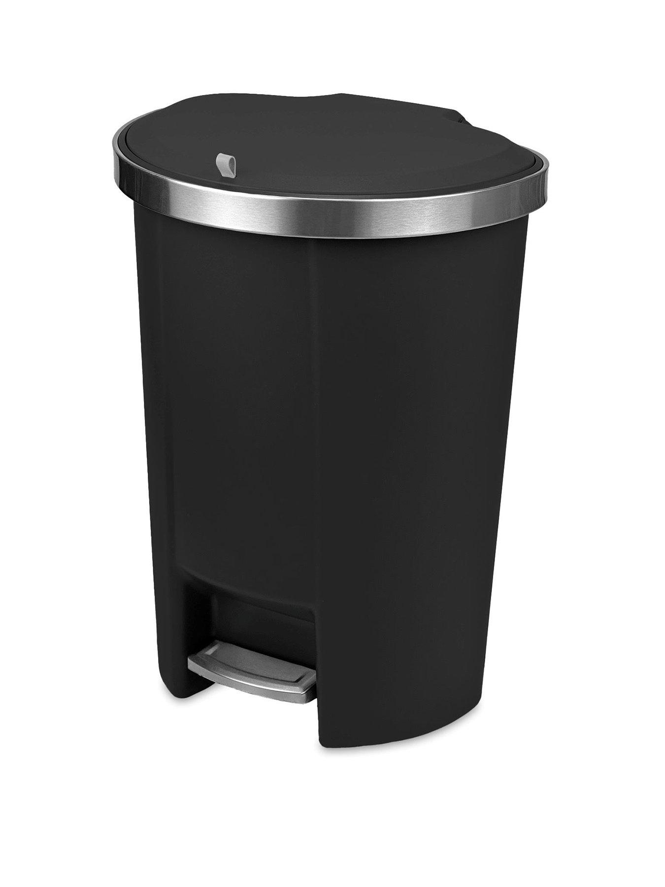 Product photograph of Addis Mode 50ltr Semi D Shape Plastic Pedal Bin - Black from very.co.uk