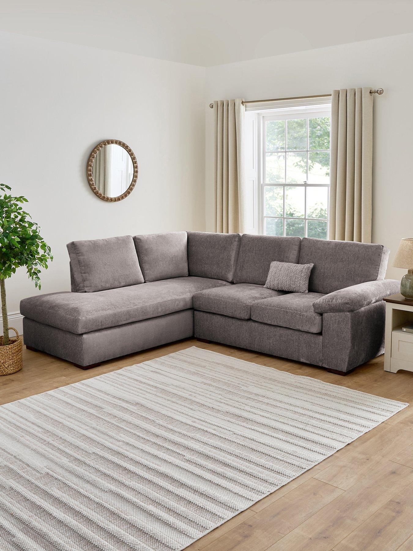 undefined Salerno Standard Seater Fabric Left Hand Corner Chaise Sofa - Grey - FSC® Certified