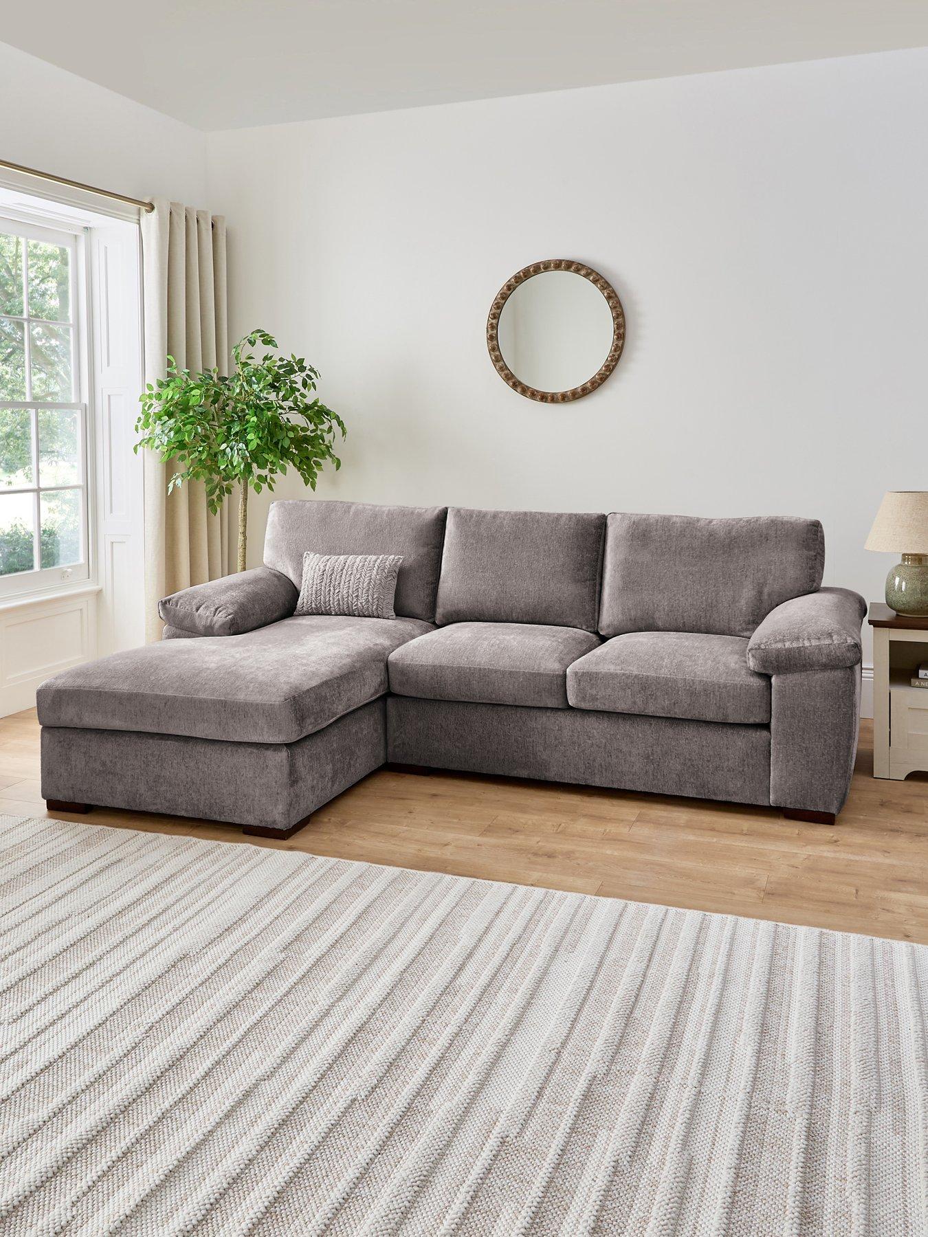 undefined Salerno Standard Back Fabric Left Hand 3 Seater Chaise Sofa - Grey - FSC® Certified