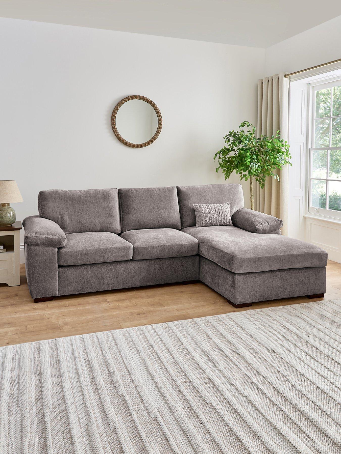 The Very Collection Salerno Standard Seater Fabric Right Hand Corner Chaise Sofa - Grey - FSC® Certified