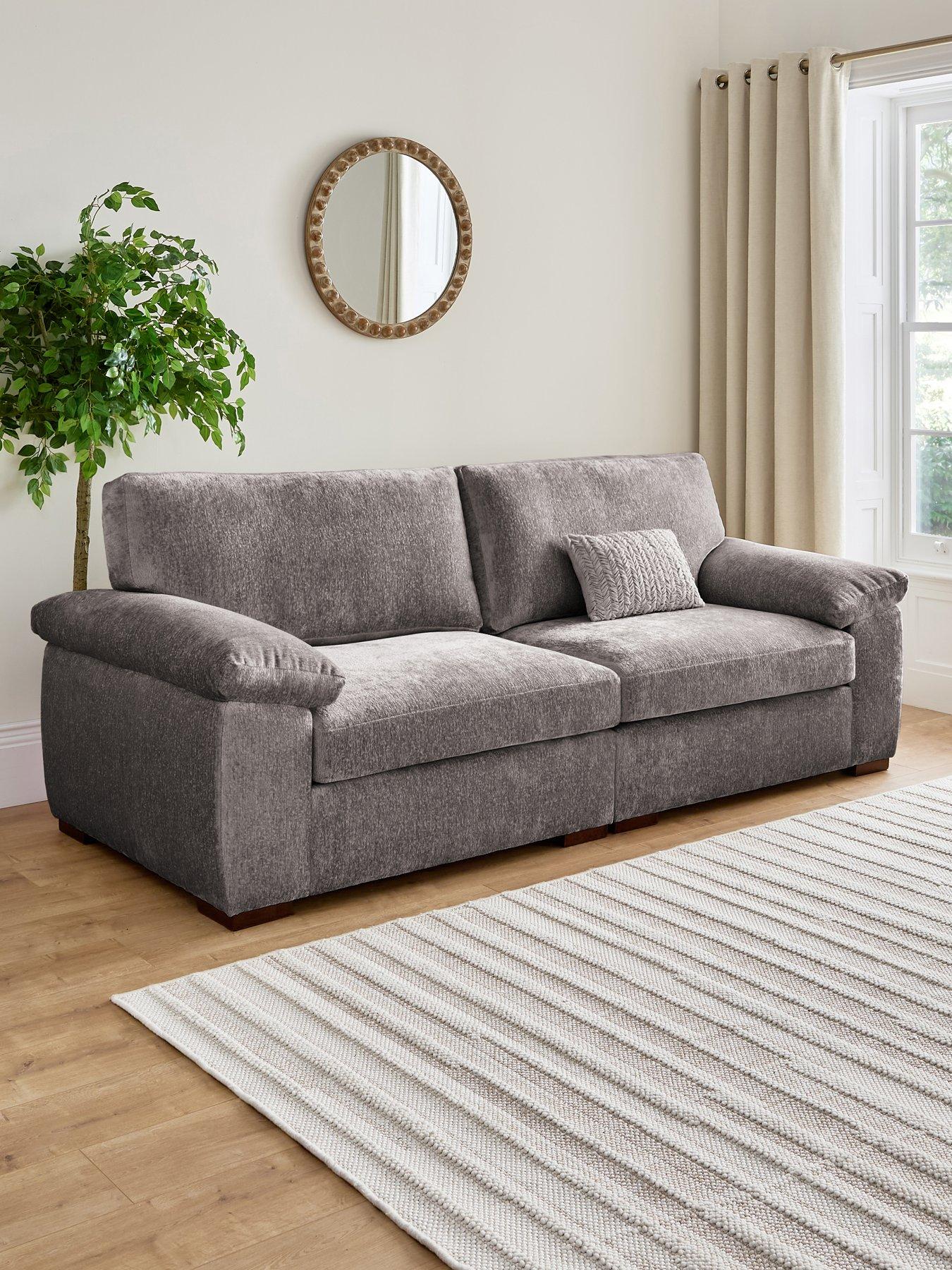 undefined Salerno Standard Back 4 Seater Fabric Sofa - Grey - FSC® Certified
