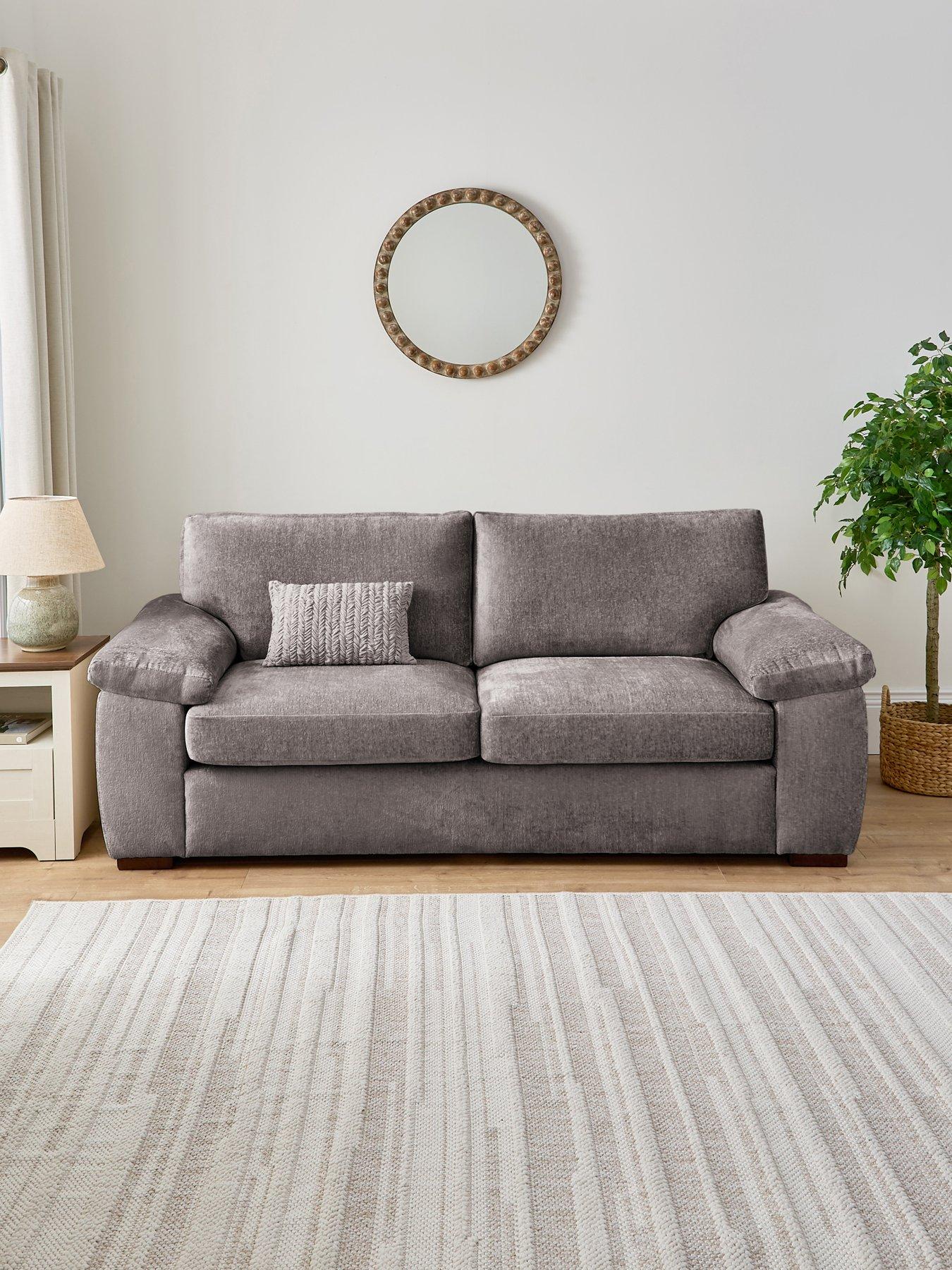 undefined Salerno Standard Fabric 3 Seater Sofa - Grey - FSC® Certified