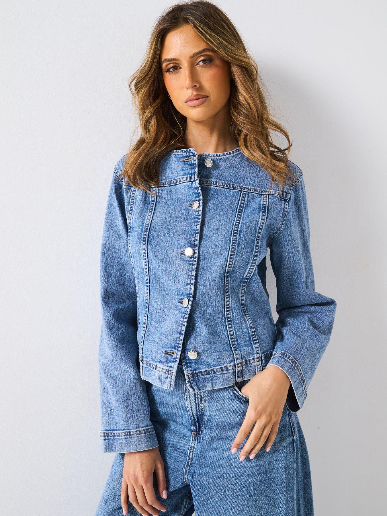 undefined Gina Tailored Denim Jacket - Light Blue