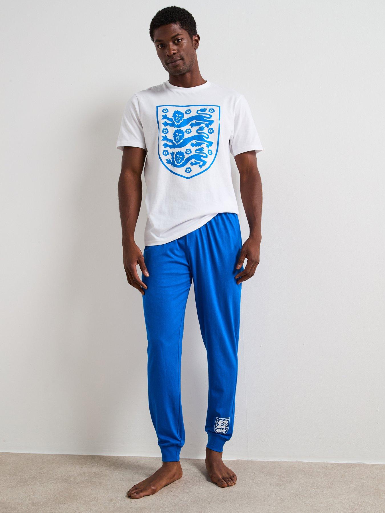 undefined Mens England Football Short Sleeve Pyjama Set - White