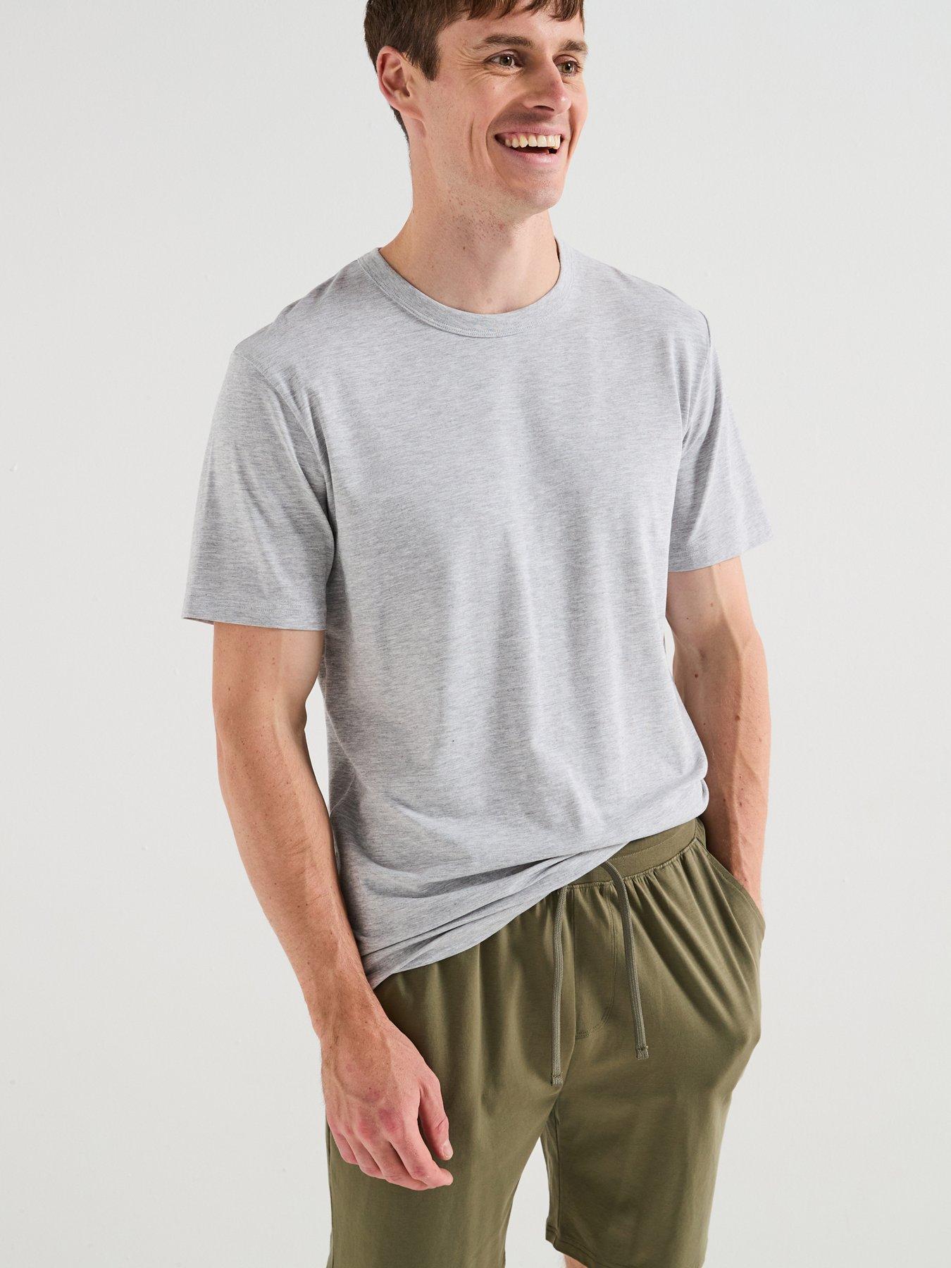 Image 1 of 6 of Very Man T-Shirt and Shorts PJ Set - Khaki/Grey