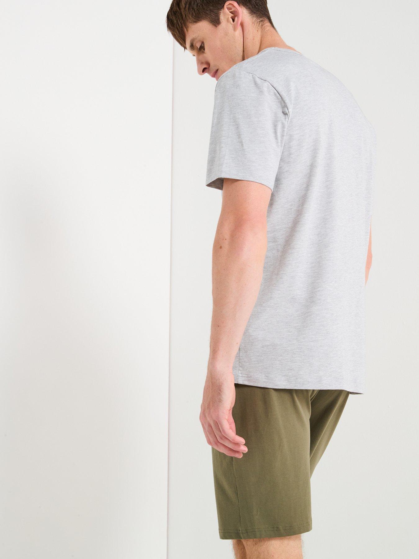 Image 2 of 6 of Very Man T-Shirt and Shorts PJ Set - Khaki/Grey